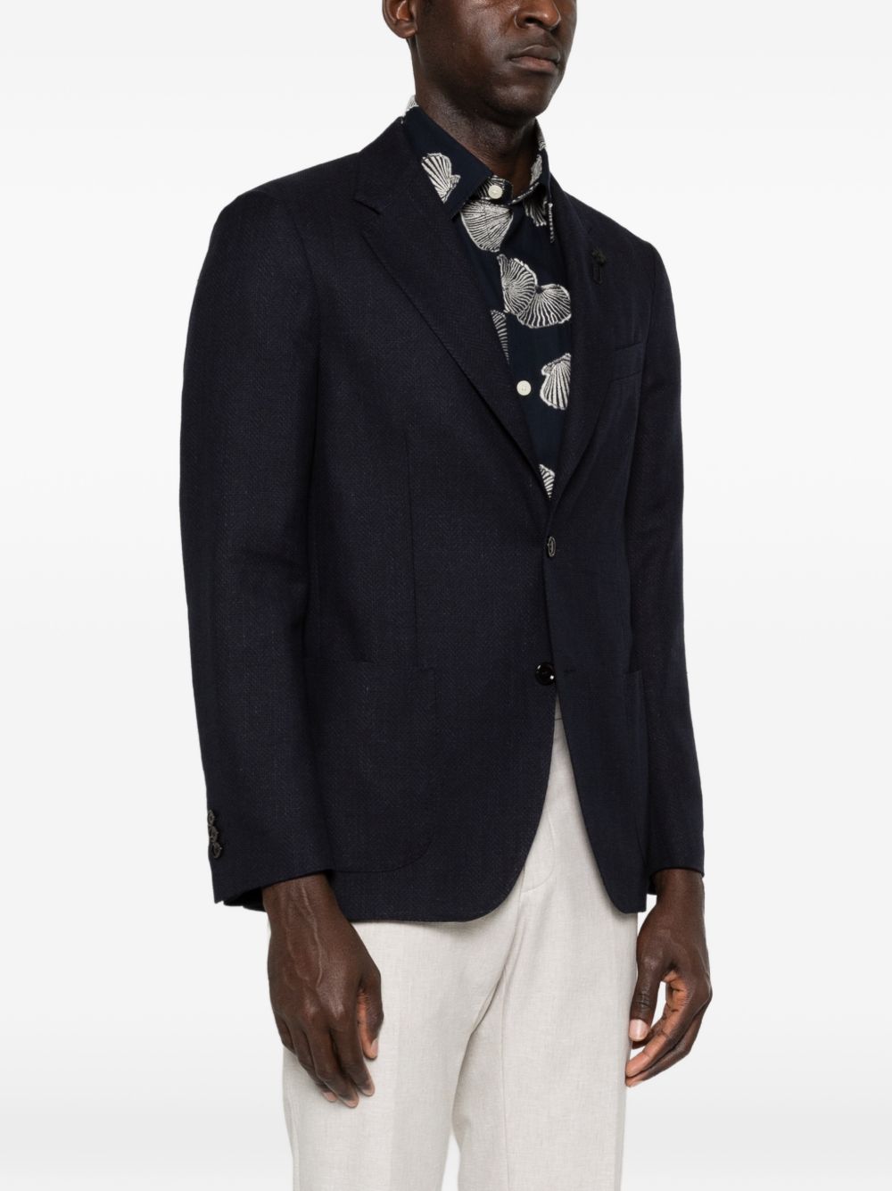 LARDINI Blazer blu notte con spilla