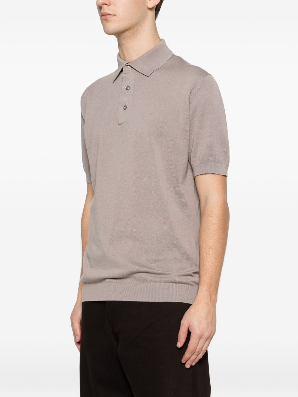 LARDINI Polo in cotone beige maniche corte con colletto a polo
