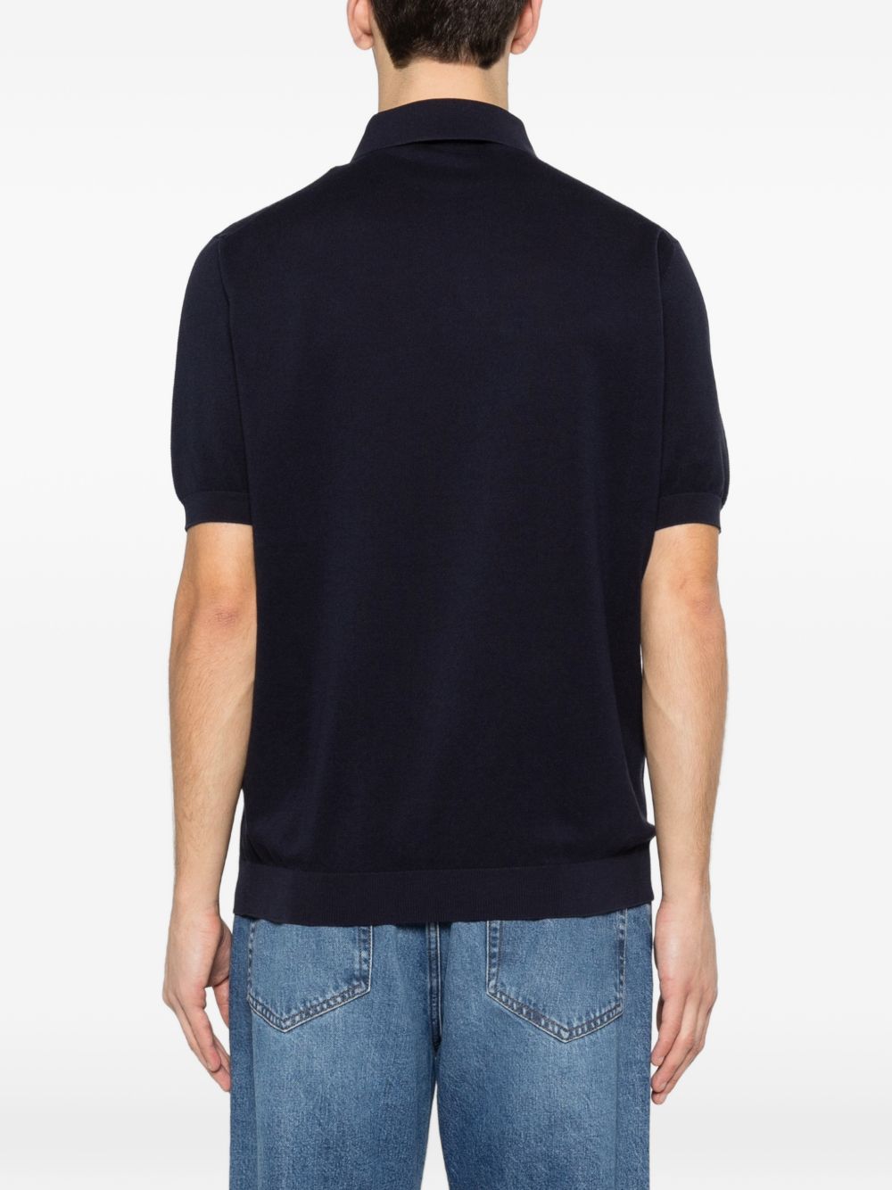 LARDINI Polo in cotone blu navy maniche corte con colletto a polo