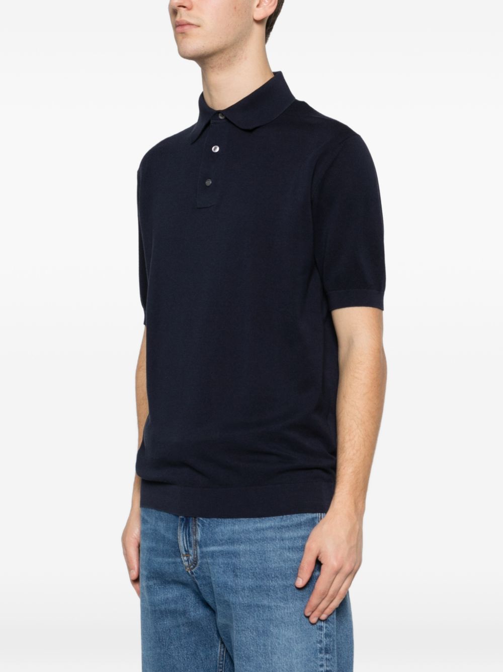 LARDINI Polo in cotone blu navy maniche corte con colletto a polo