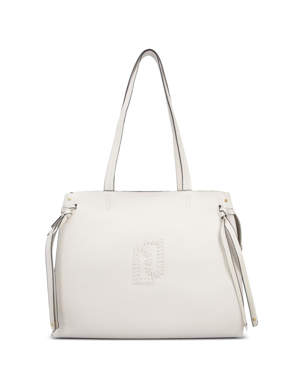 LIUJO Borsa a mano color panna con logo impresso