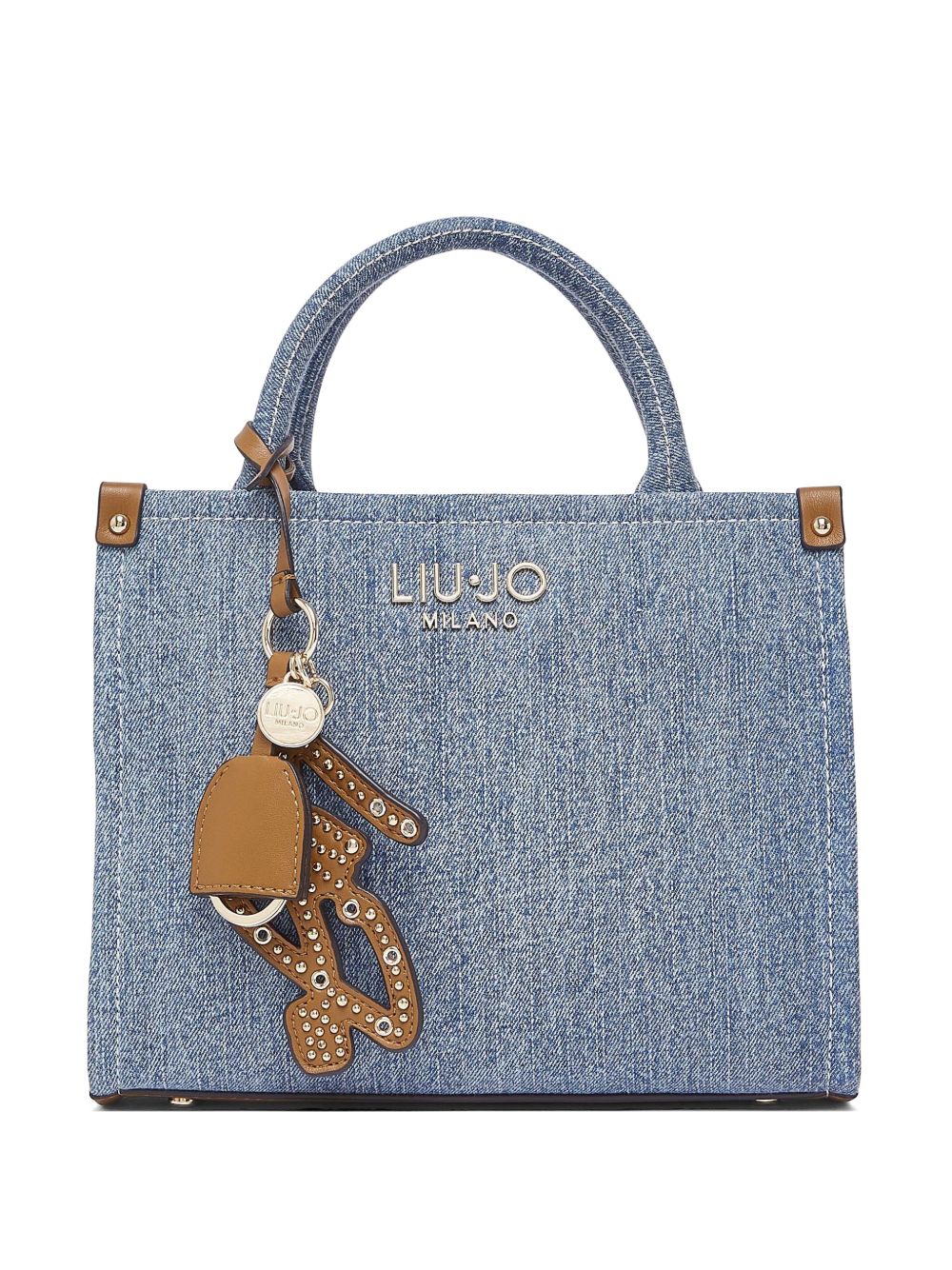 LIUJO Borsa tote a mano in denim con portachiavi