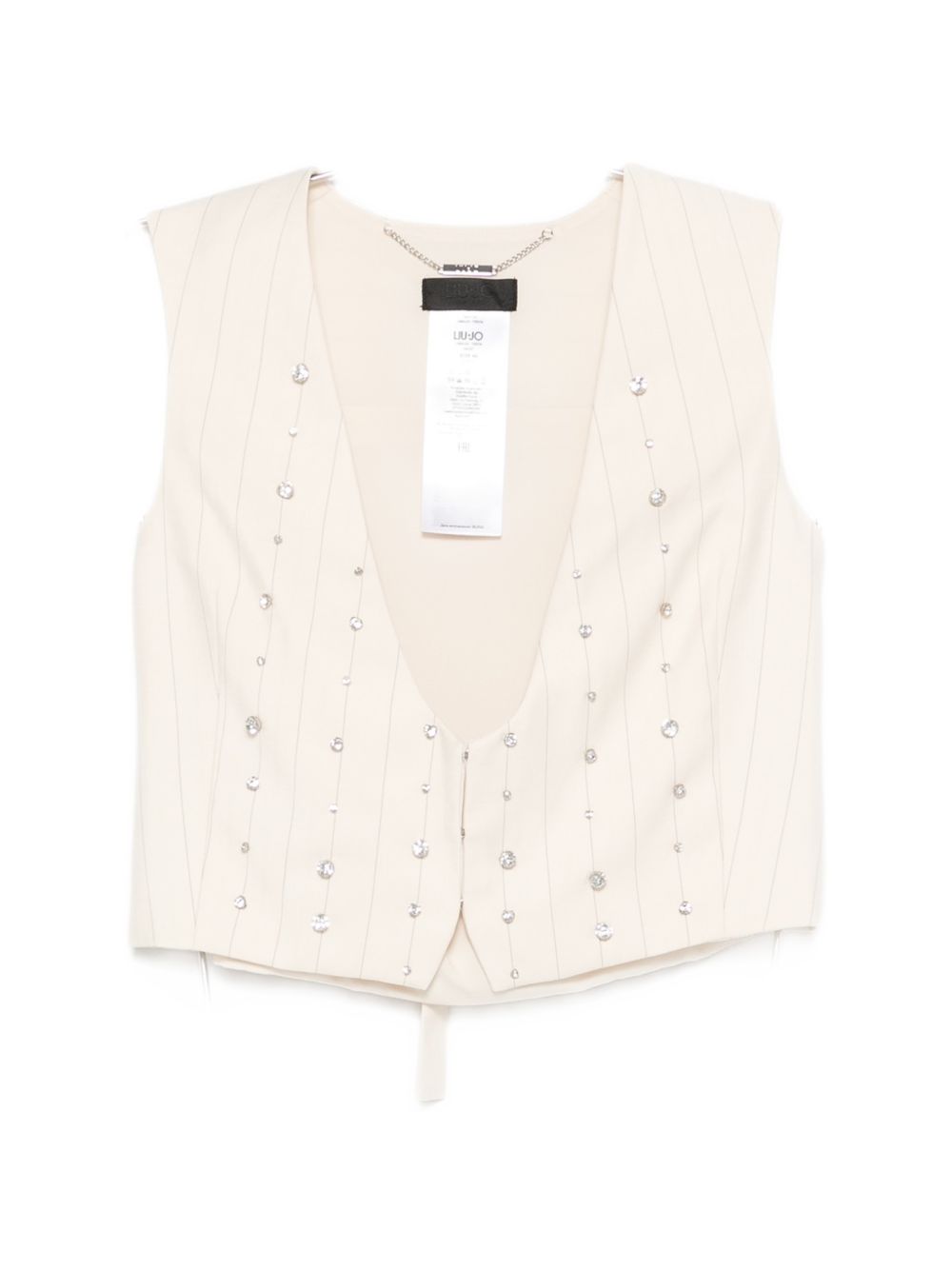 LIUJO Gilet beige gessato con applicazioni