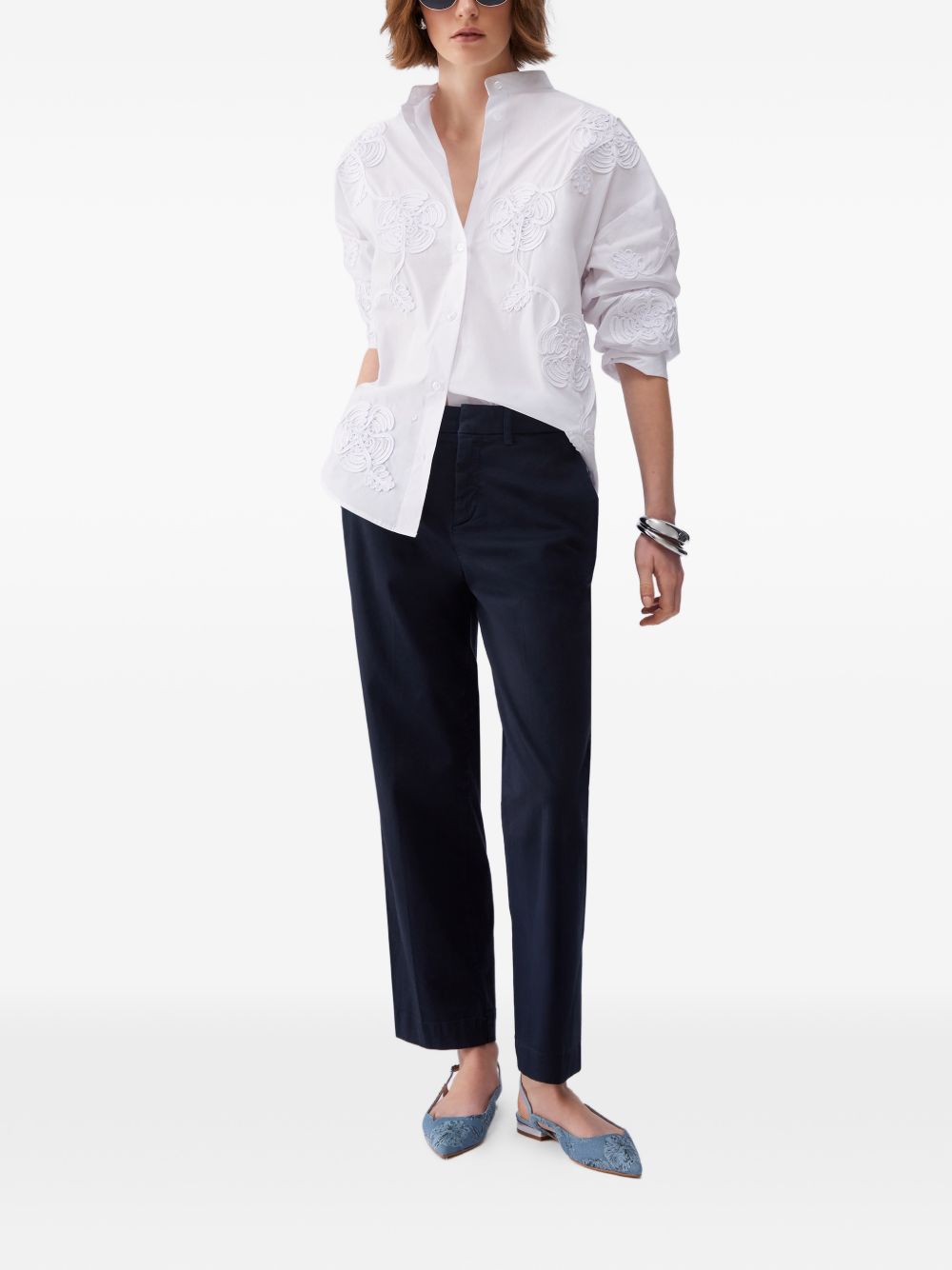 LIUJO Camicia bianca con colletto alla coreana