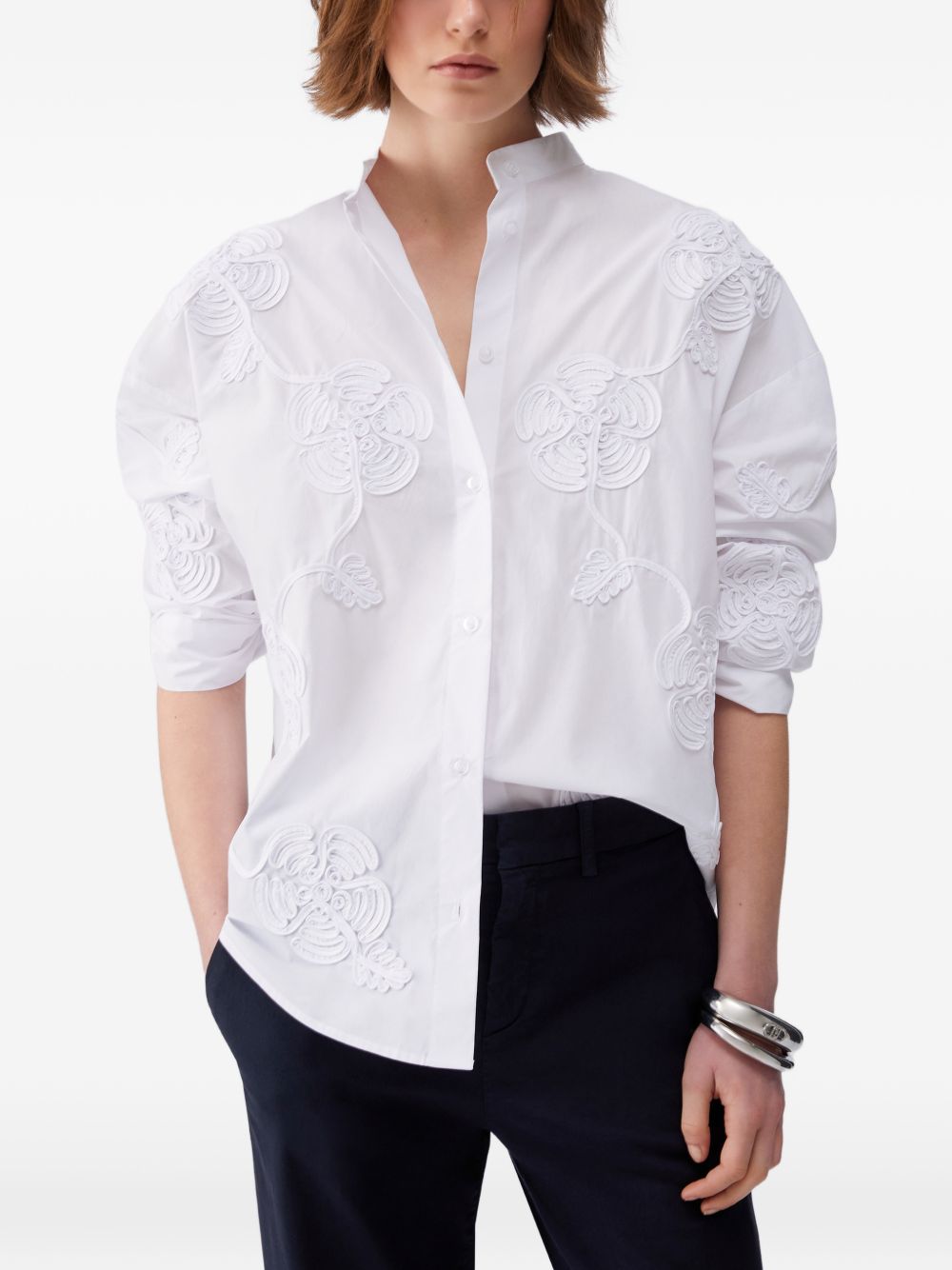 LIUJO Camicia bianca con colletto alla coreana