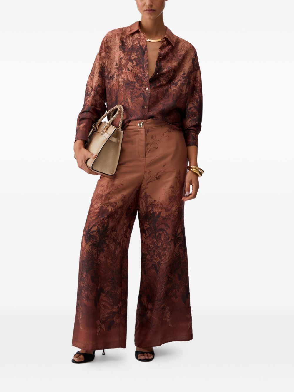 LIUJO Camicia marrone con stampa floreale