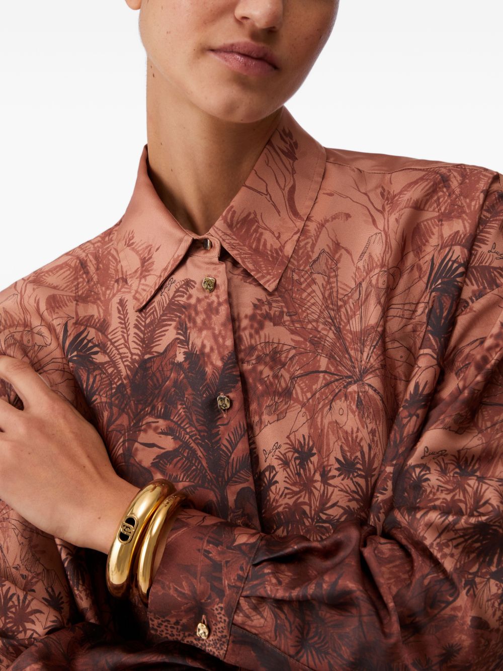 LIUJO Camicia marrone con stampa floreale