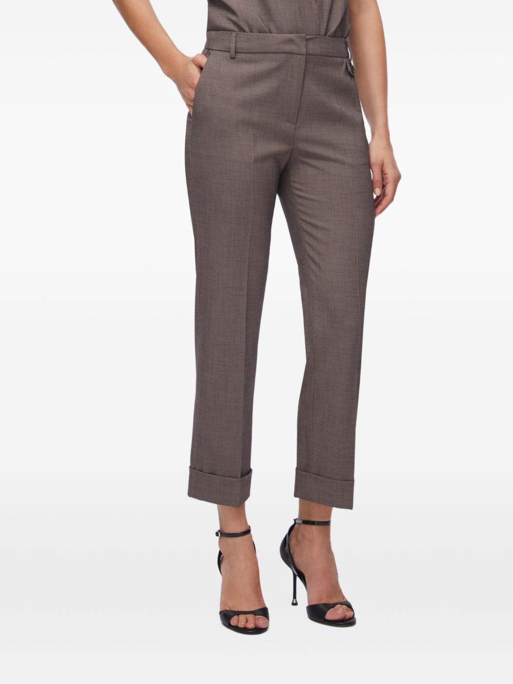 LIUJO Pantaloni eleganti marroni a gamba dritta