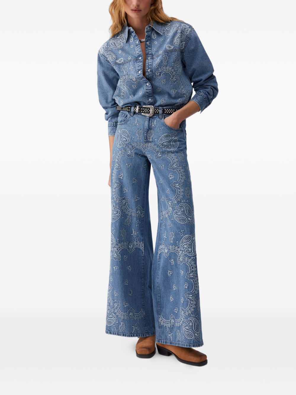 LIUJO Jeans blu a gamba larga con motivo Jacquard