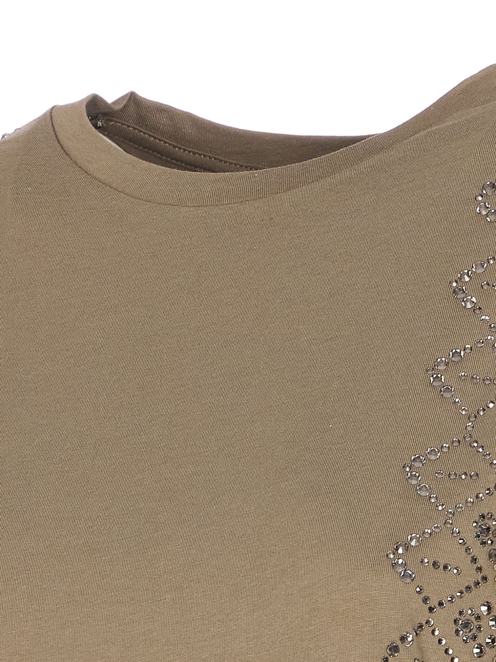 LIUJO T-shirt verde con ricami impreziosita da strass