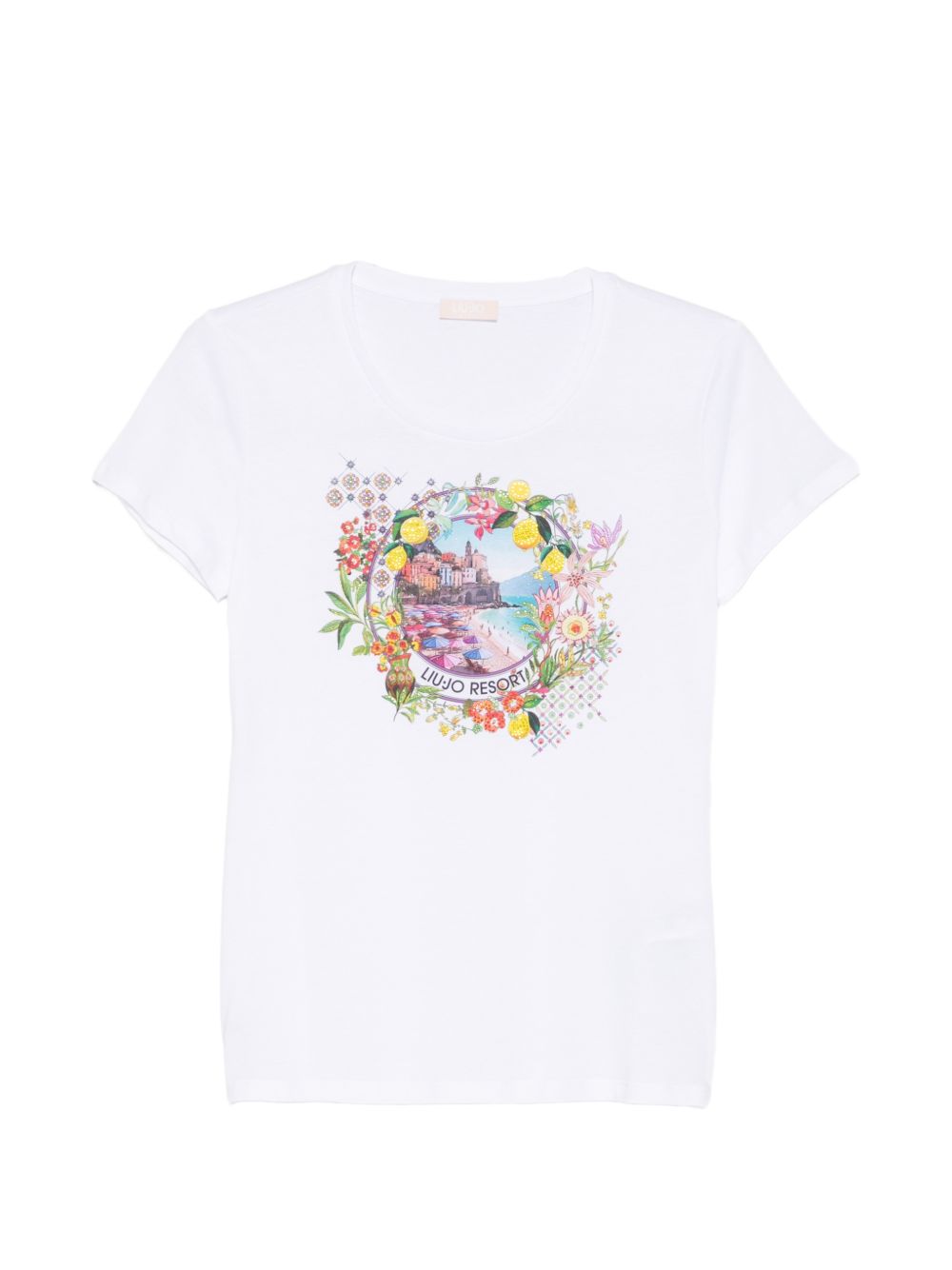 LIUJO T-shirt in cotone bianco con stampa