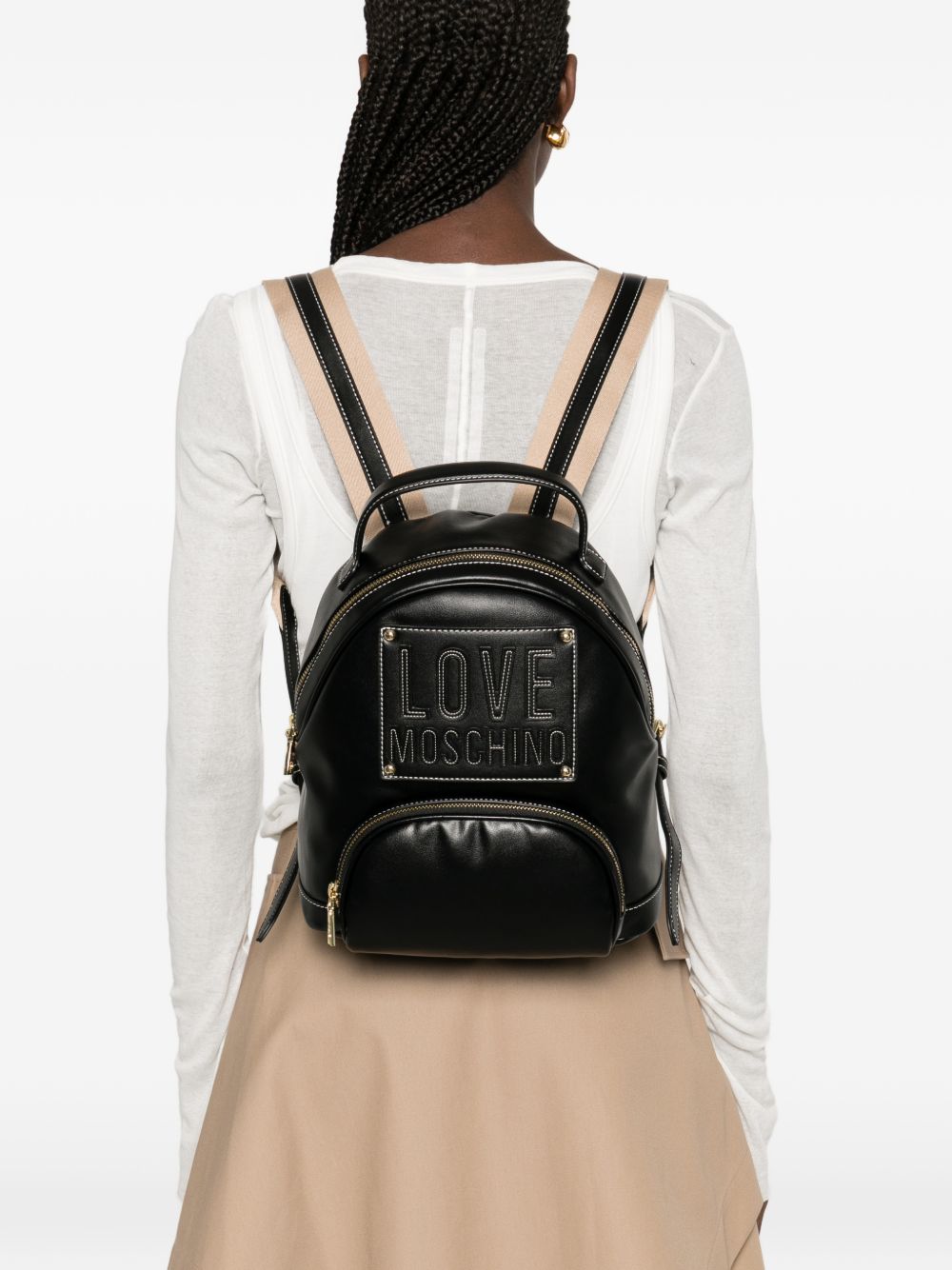 LOVE MOSCHINO Borsa nera a mano con logo patch