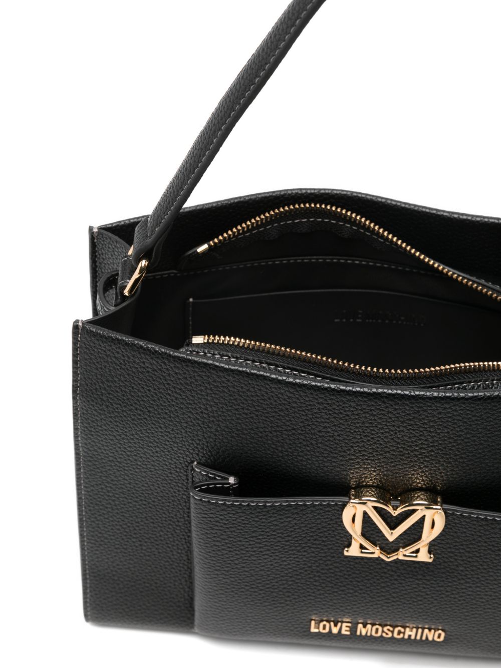 LOVE MOSCHINO Borsa a mano nera in ecopelle con tracolla