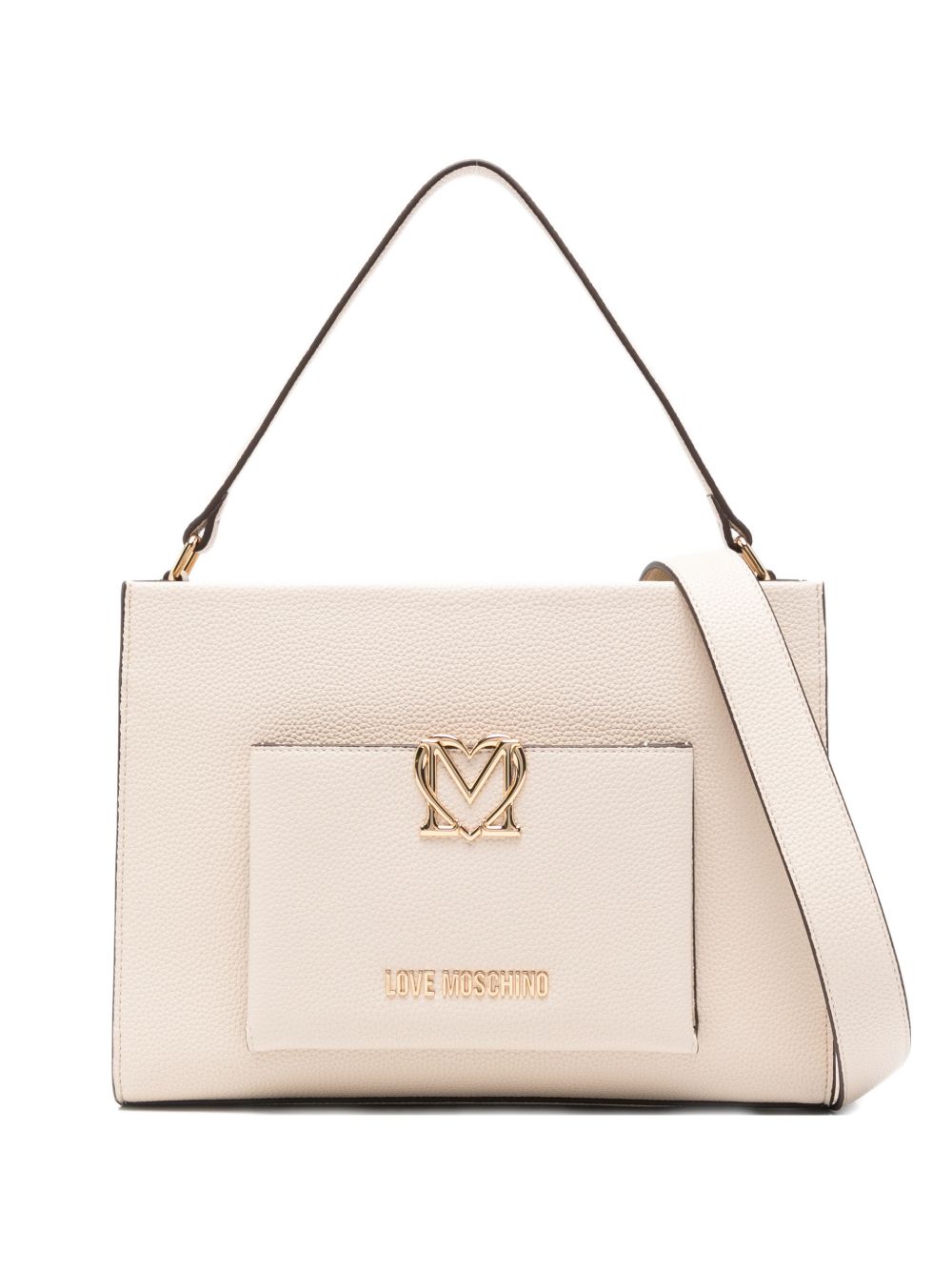 LOVE MOSCHINO Borsa a mano avorio in ecopelle con taschina esterna