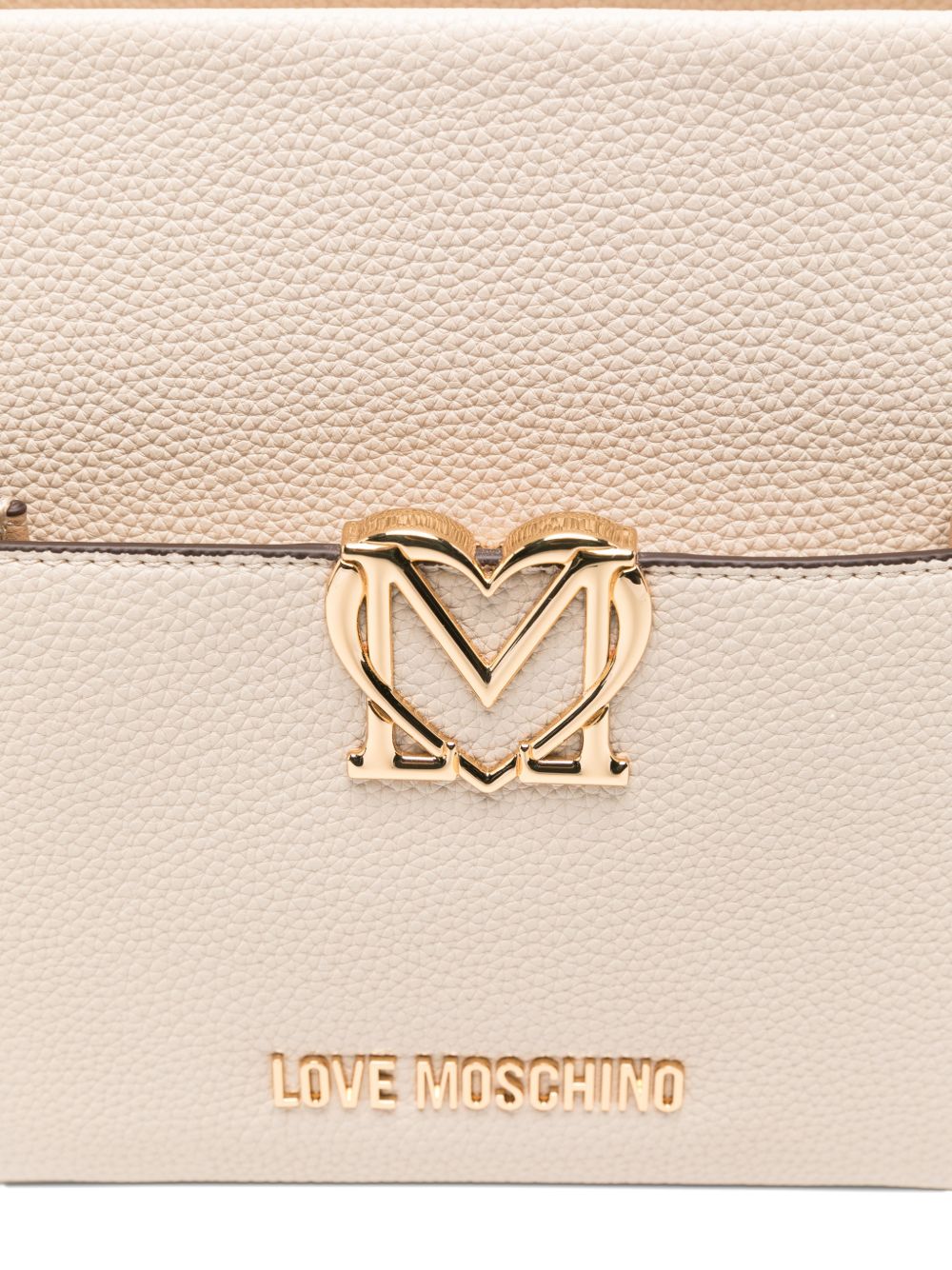 LOVE MOSCHINO Borsa a mano avorio in ecopelle con taschina esterna
