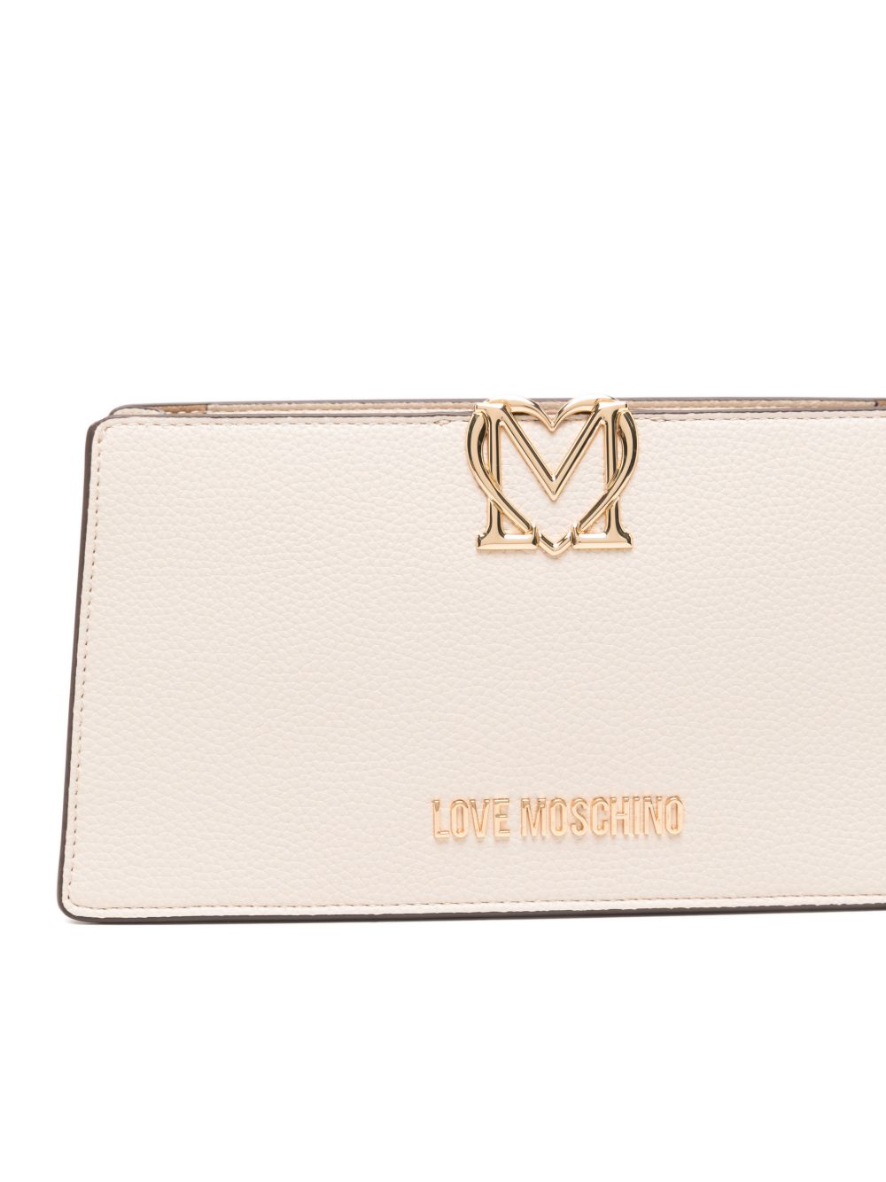 LOVE MOSCHINO Borsa a spalla avorio in ecopelle con placca logo dorato