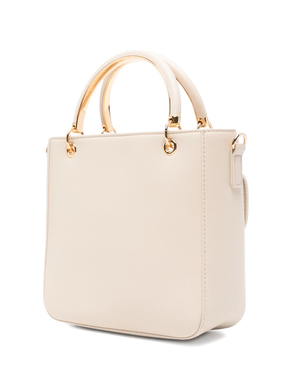 LOVE MOSCHINO Borsa a mano tote avorio in ecopelle con tasca esterna