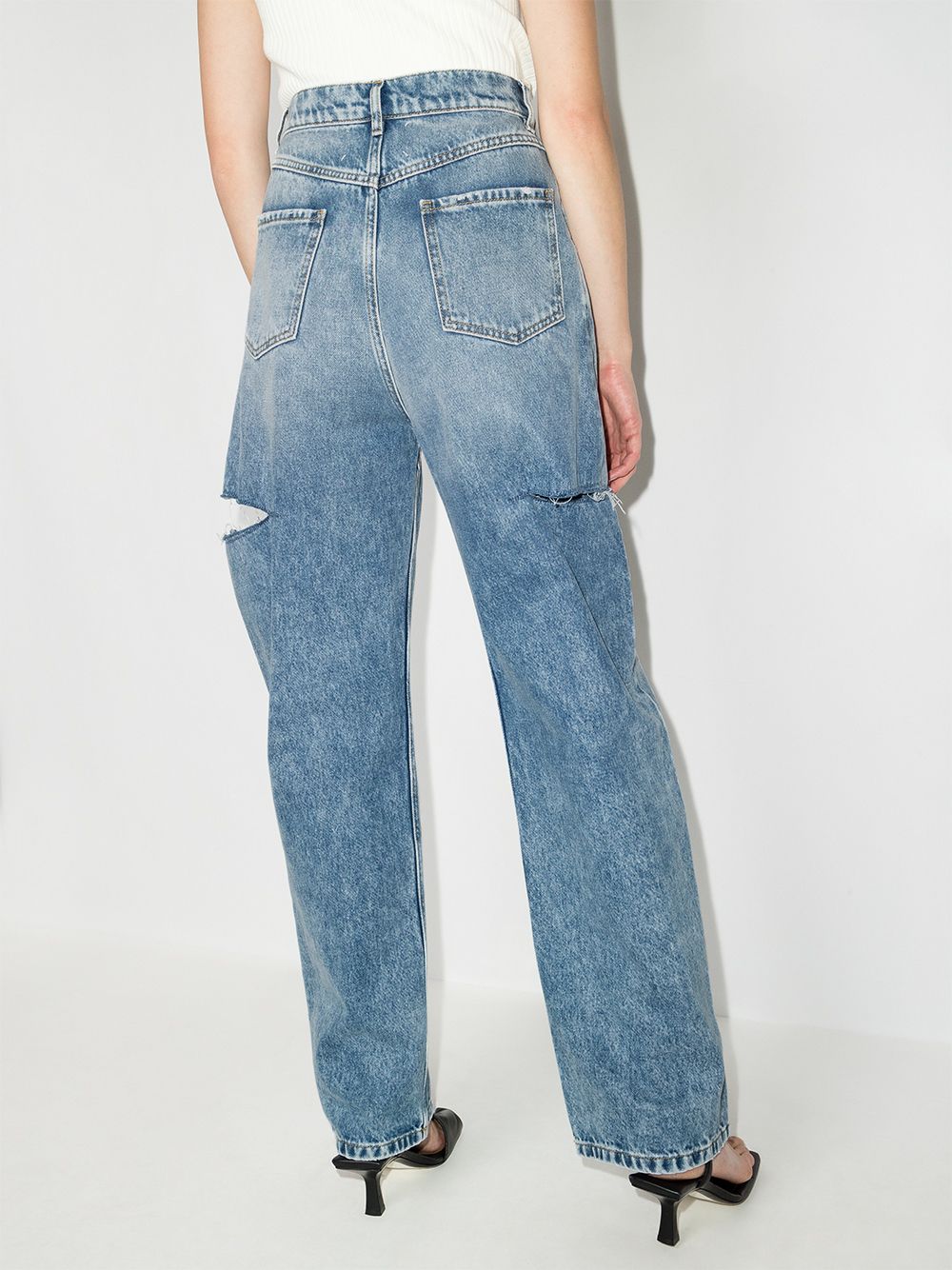 MAISON MARGIELA Jeans blu in cotone con dettaglio cut-out