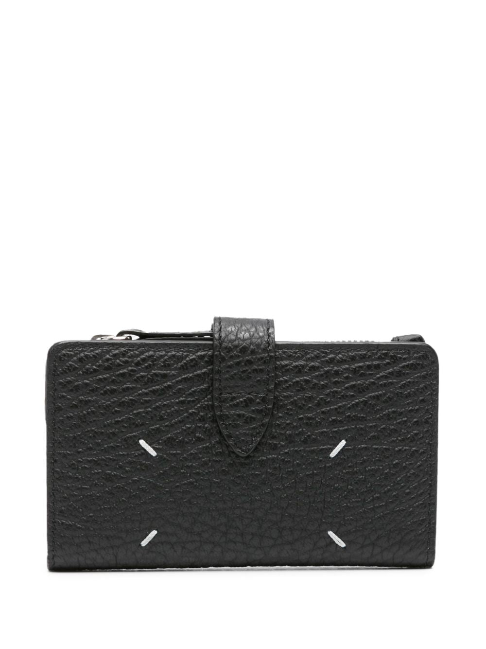 MAISON MARGIELA Portacarte nero in pelle con logo iconico