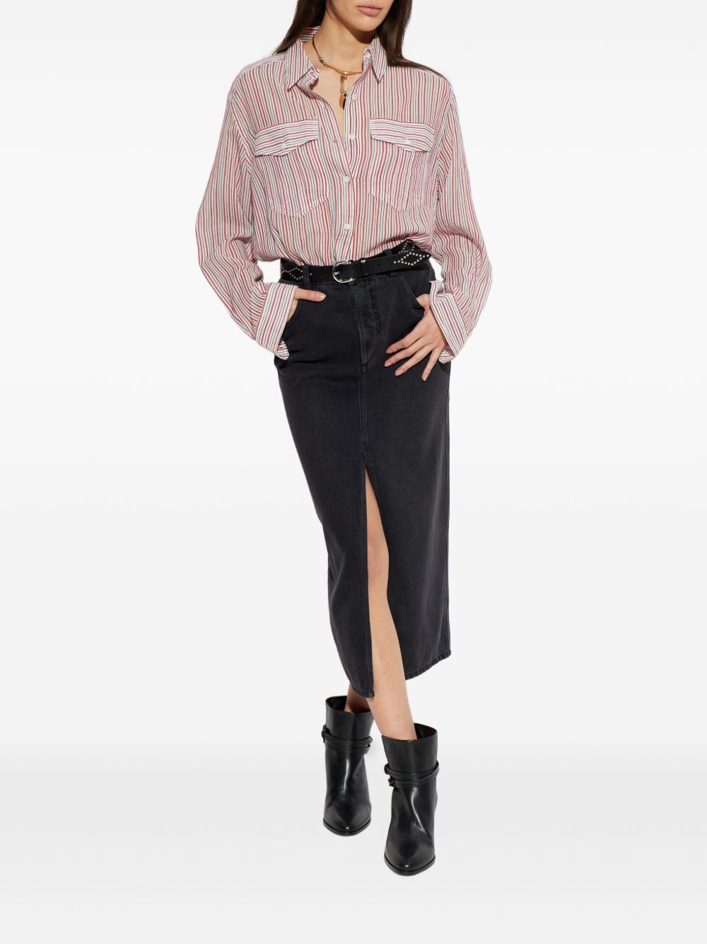 MARANT ETOILE Camicia a righe multicolore con fiocco