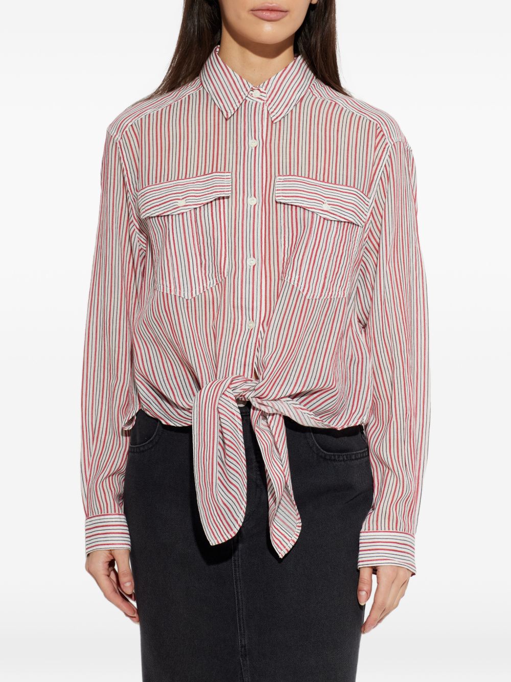 MARANT ETOILE Camicia a righe multicolore con fiocco