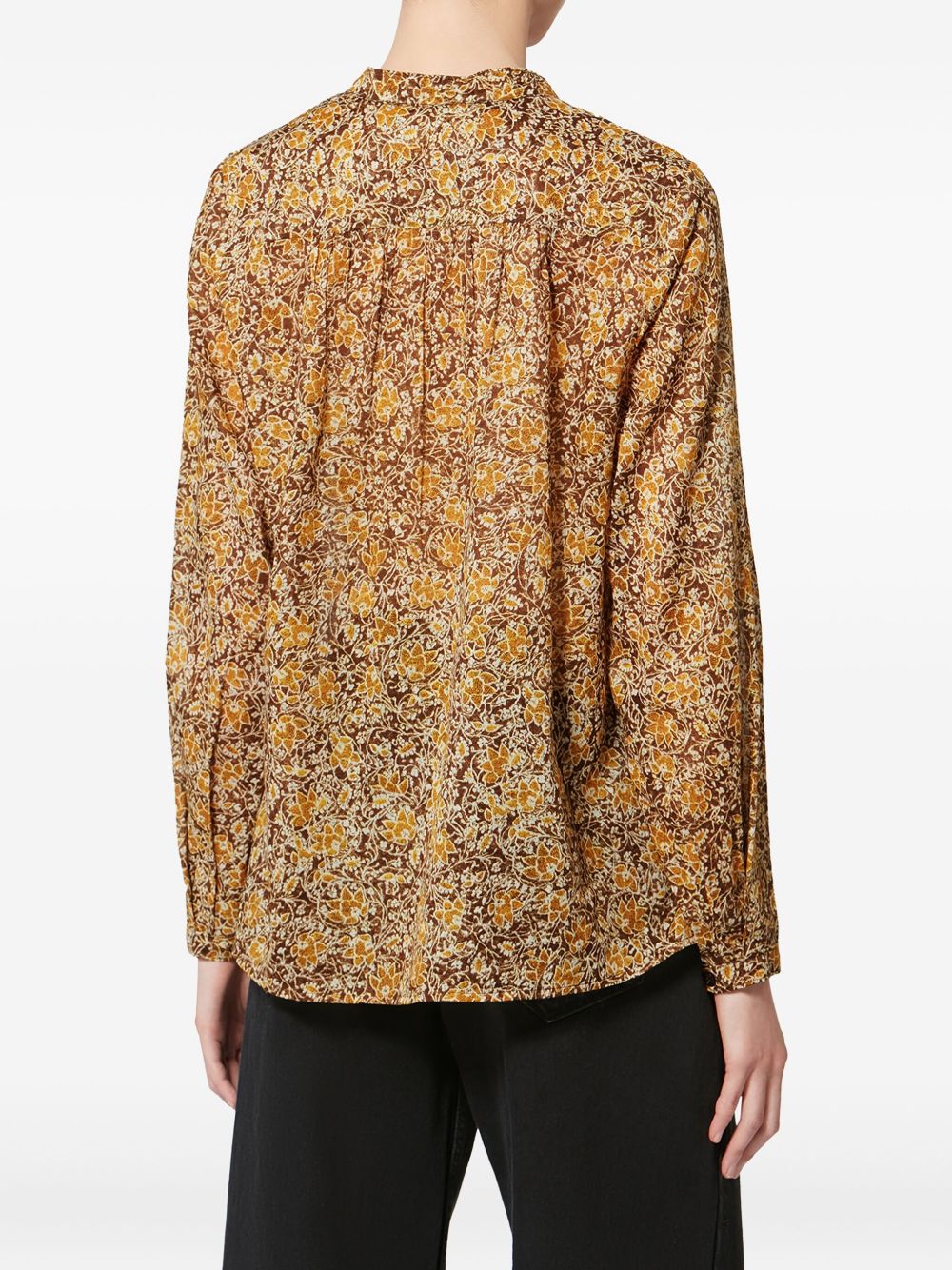 MARANT ETOILE Camicia verde in cotone con stampa floreale