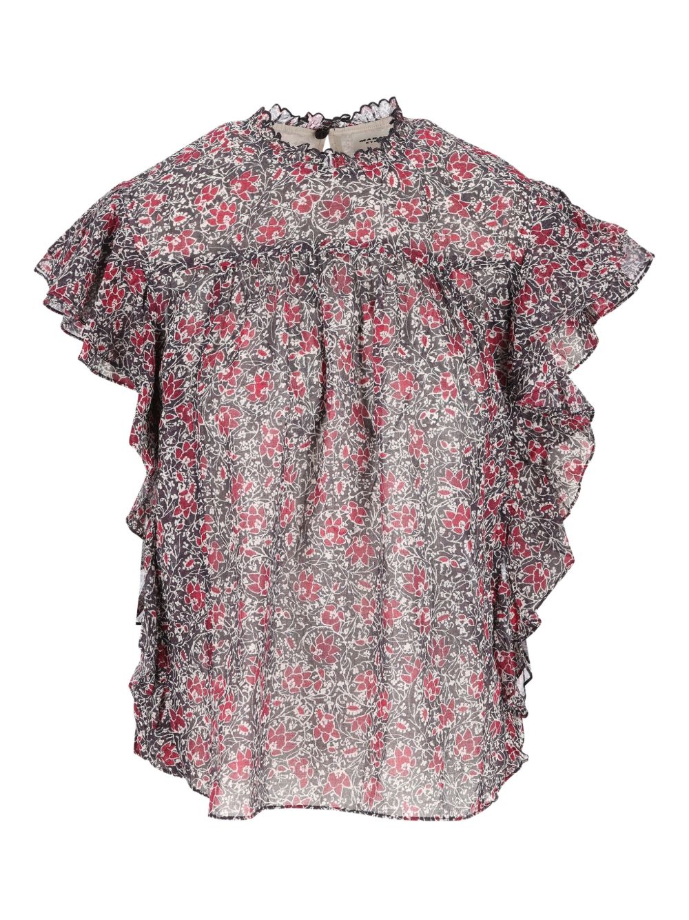 MARANT ETOILE Top nero in cotone con stampa floreale