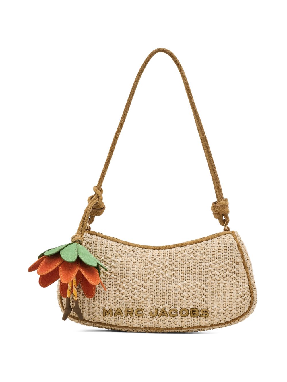 MARC JACOBS Borsa beige in crochet con charm a fiore