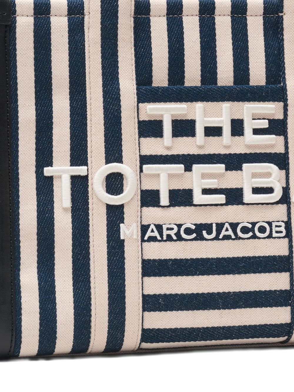 MARC JACOBS Borsa The Tote Bag in cotone a righe bianche e blu