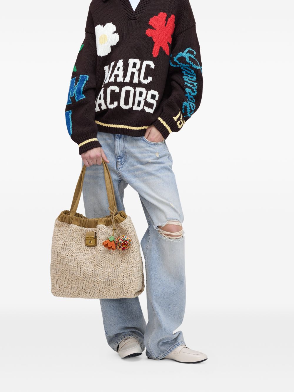 MARC JACOBS Borsa a mano tote in crochet con charm a fiore