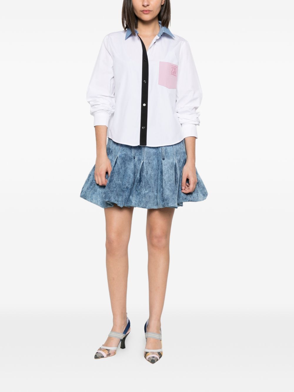 MARNI Camicia bianca con colletto azzurro