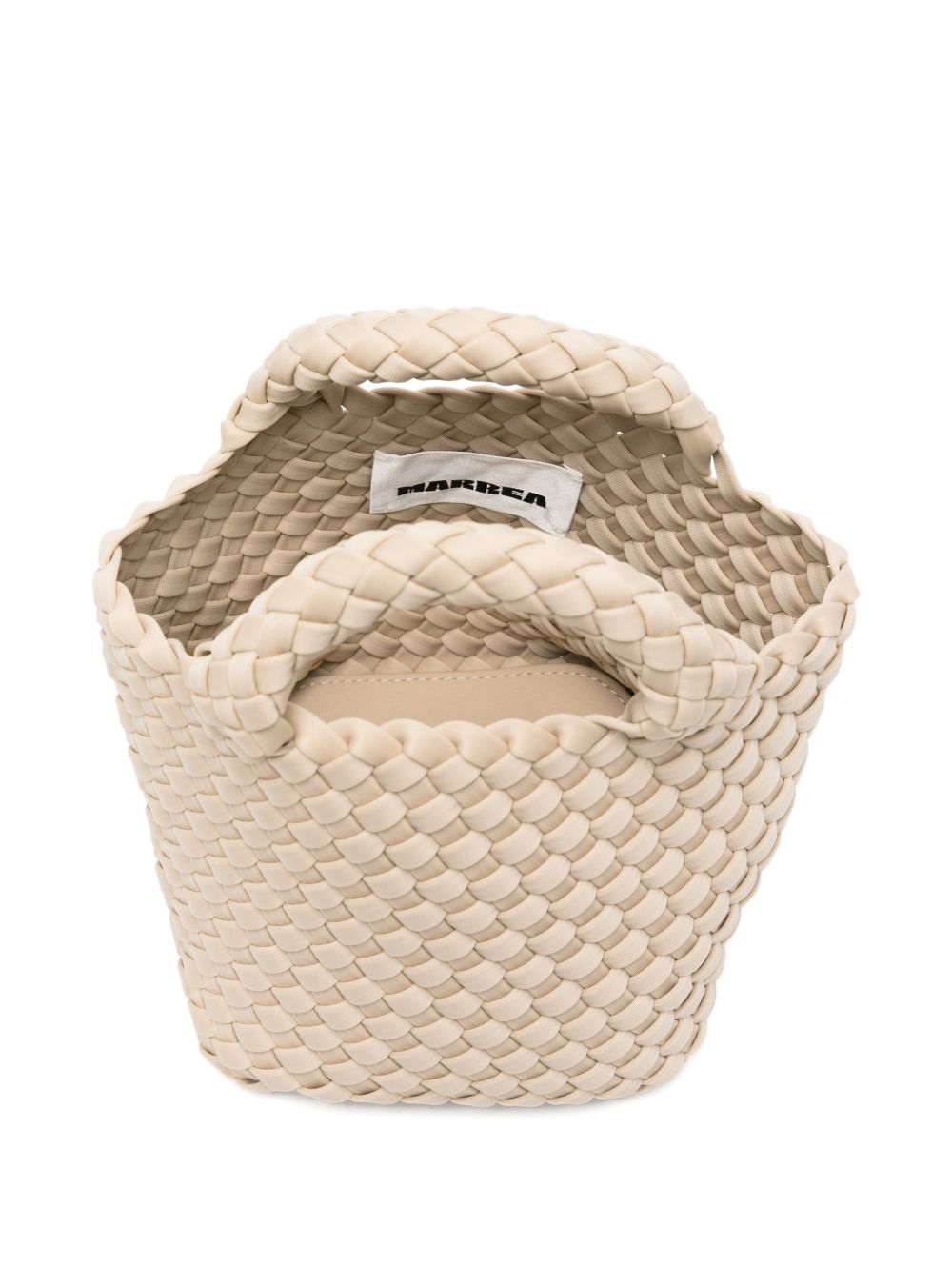 MARREA Borsa tracolla beige con texture intrecciata
