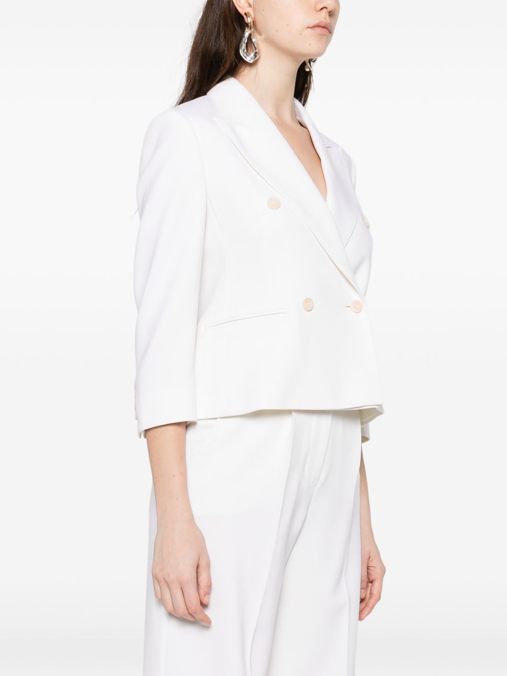 MAX MARA Blazer Dorico doppiopetto in lana bianca