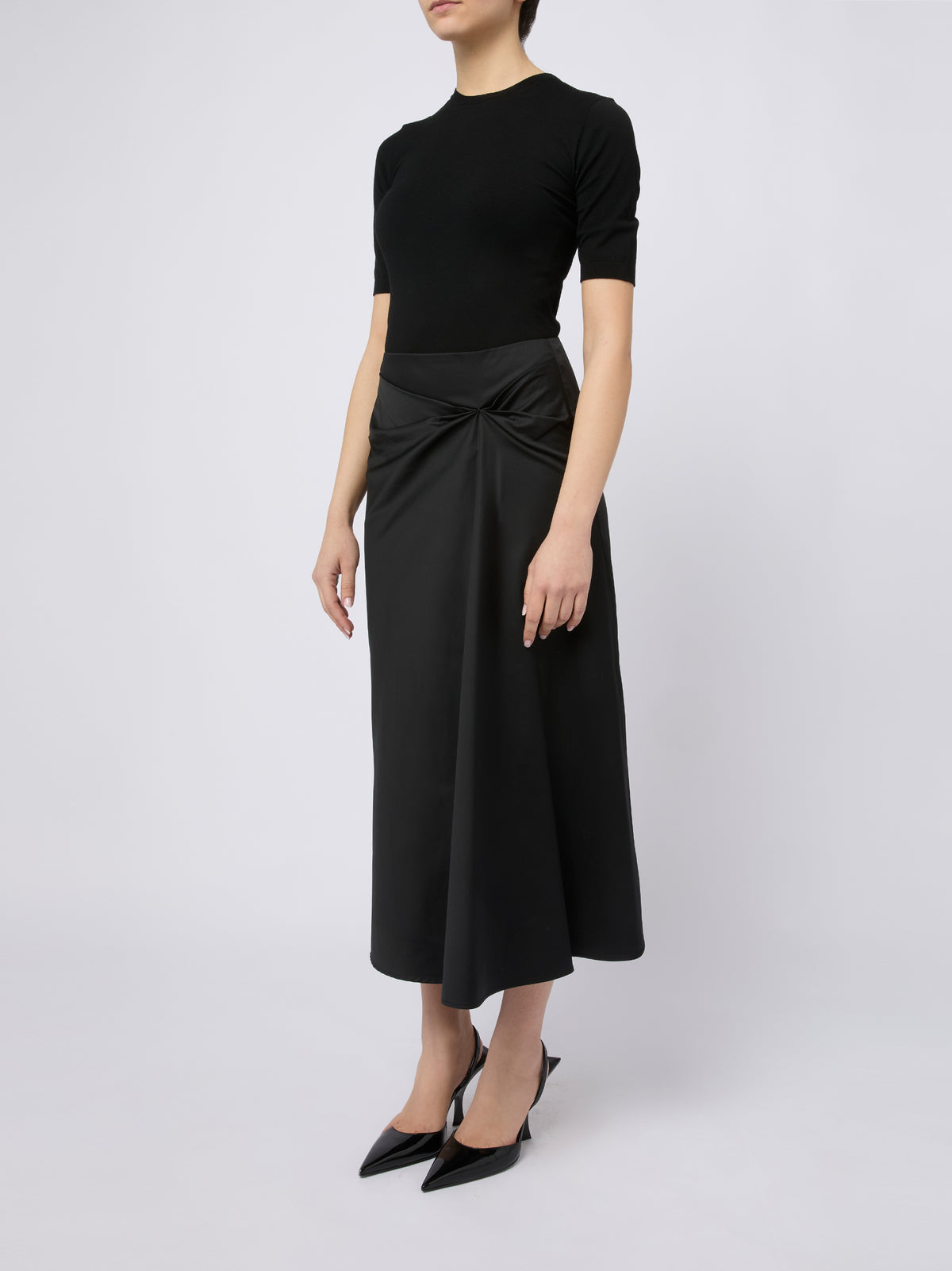 MAX MARA Gonna midi nera con drappeggio