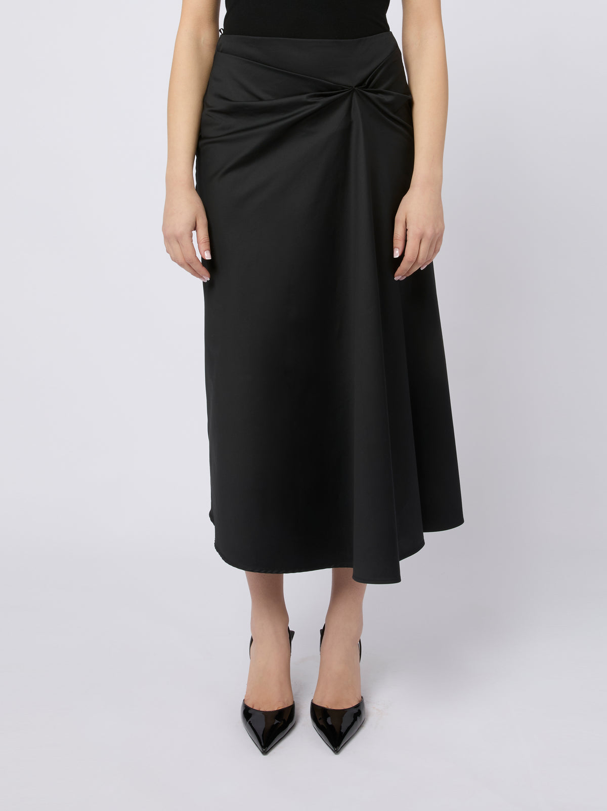 MAX MARA Gonna midi nera con drappeggio