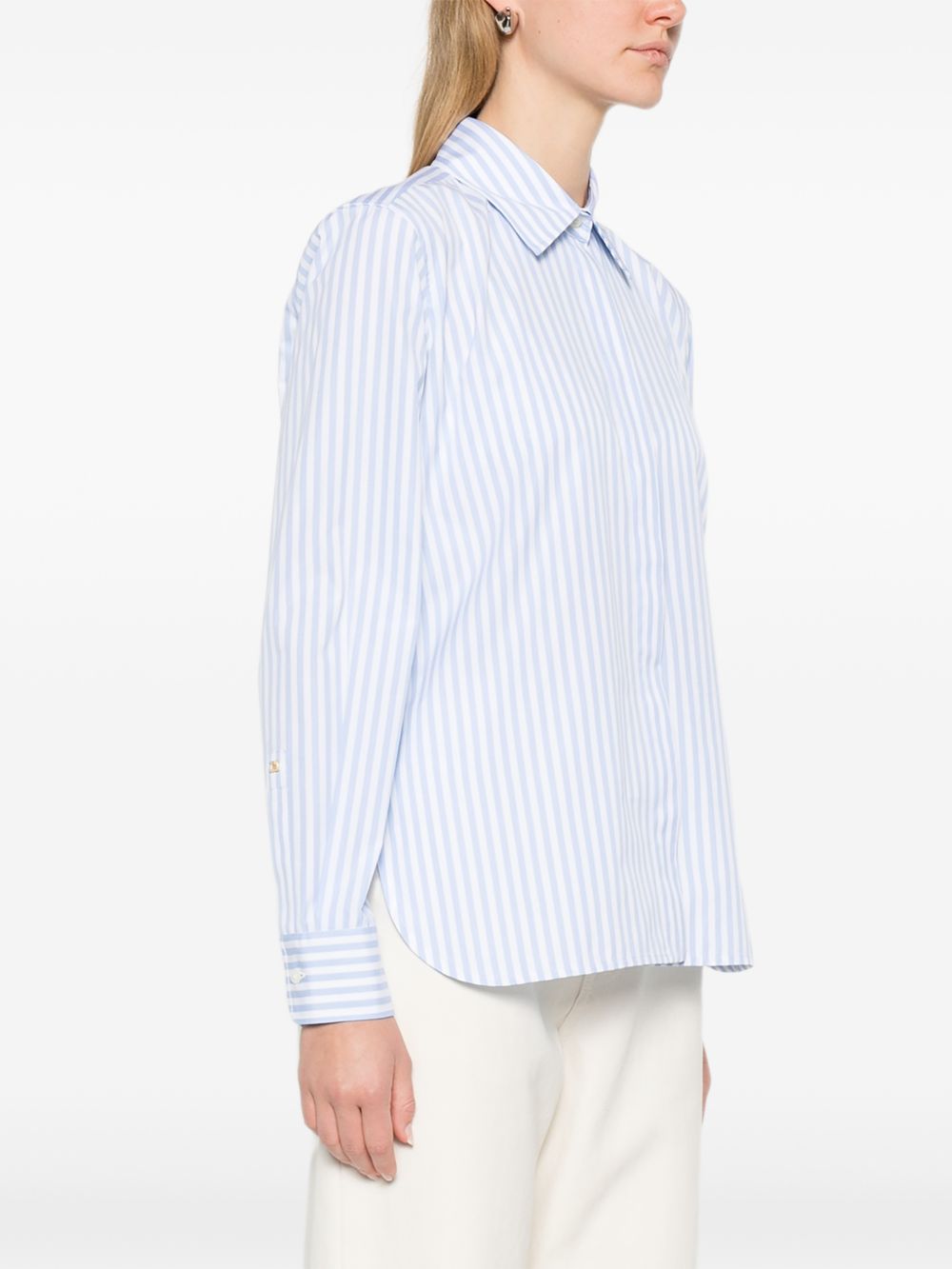 MAX MARA Camicia di cotone celeste a righe bianche