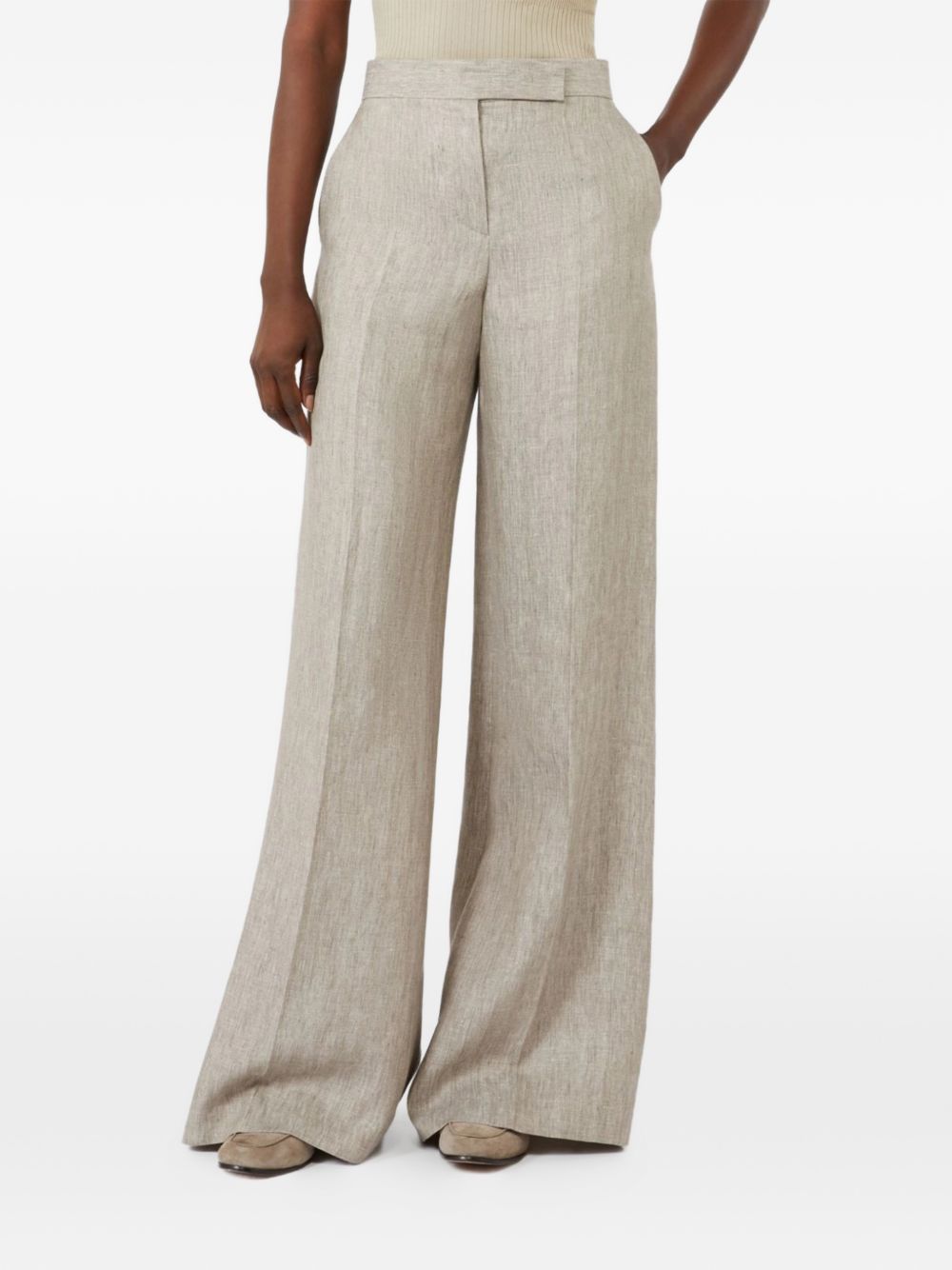 MAX MARA Pantaloni Deserto in lino grigio svasati