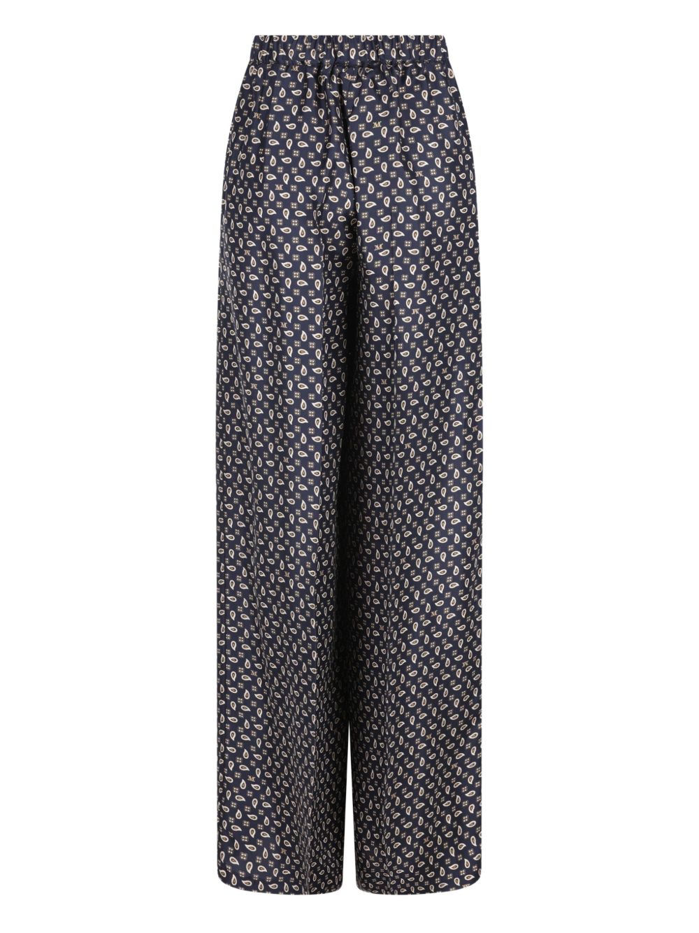 MAX MARA Pantaloni di seta blu con grafica all-over