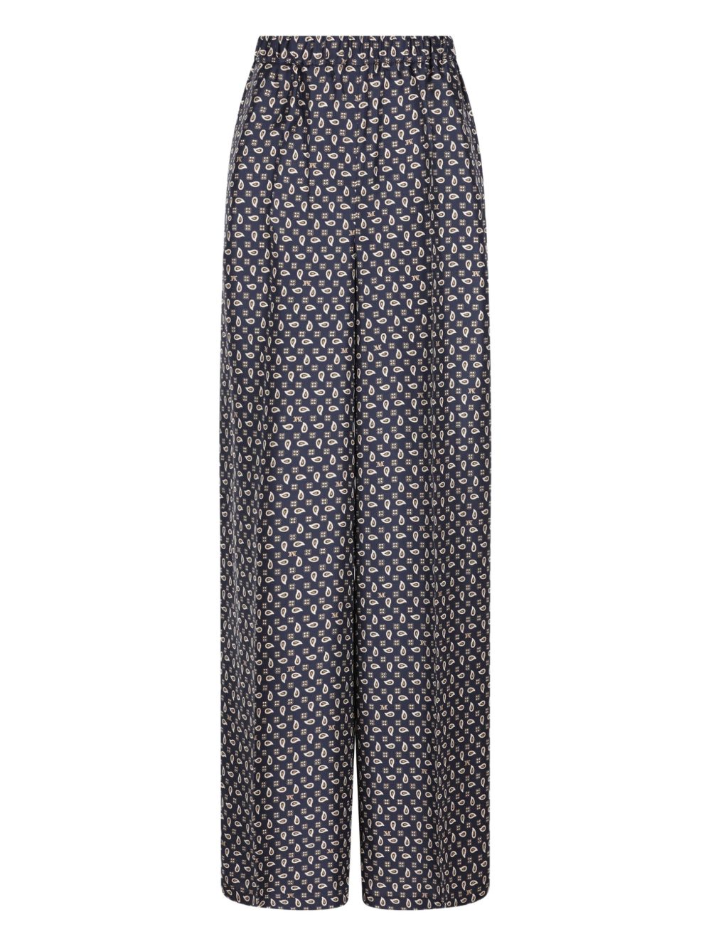 MAX MARA Pantaloni di seta blu con grafica all-over