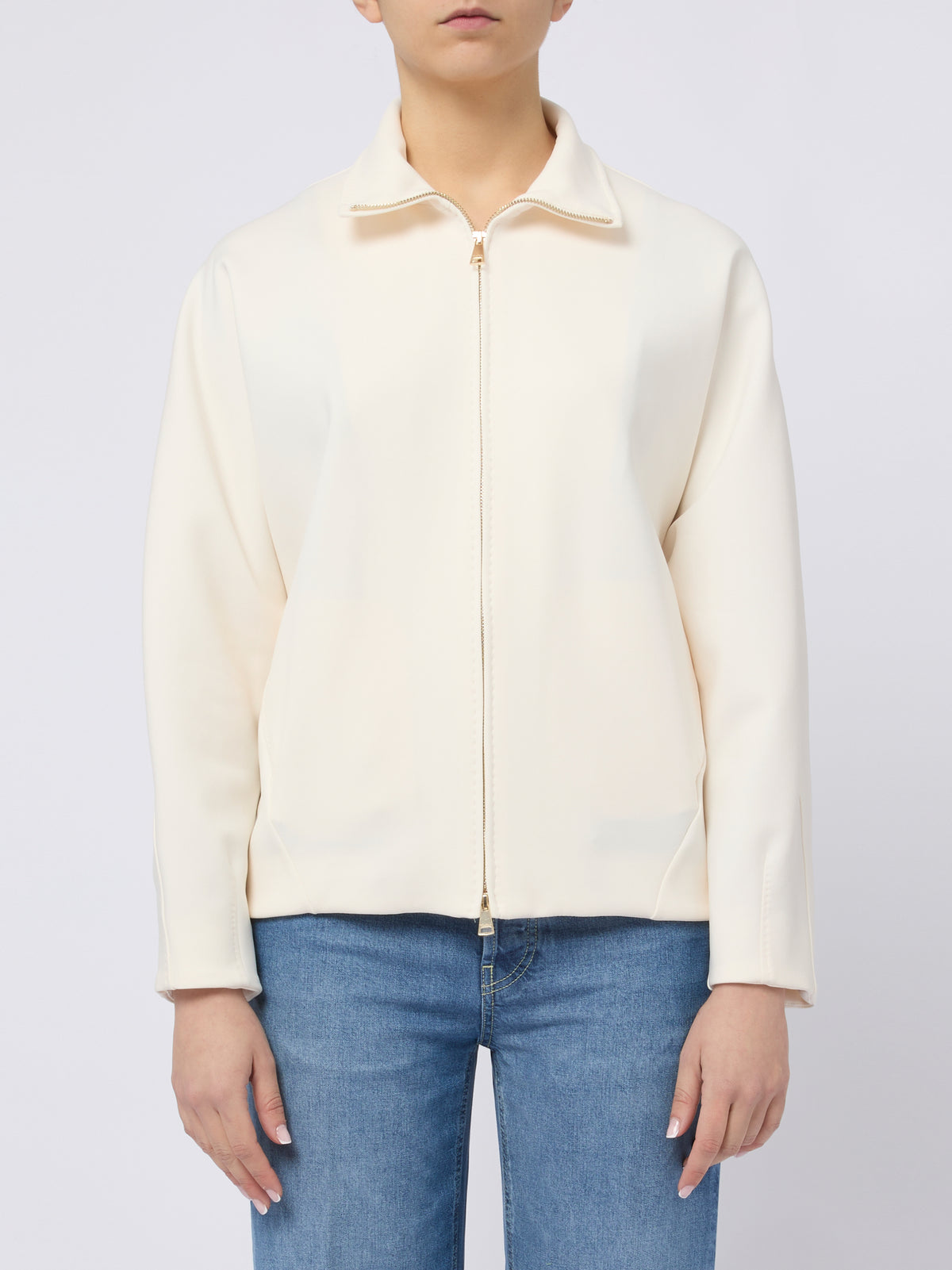 MAX MARA Giacca Pala elegante con zip panna