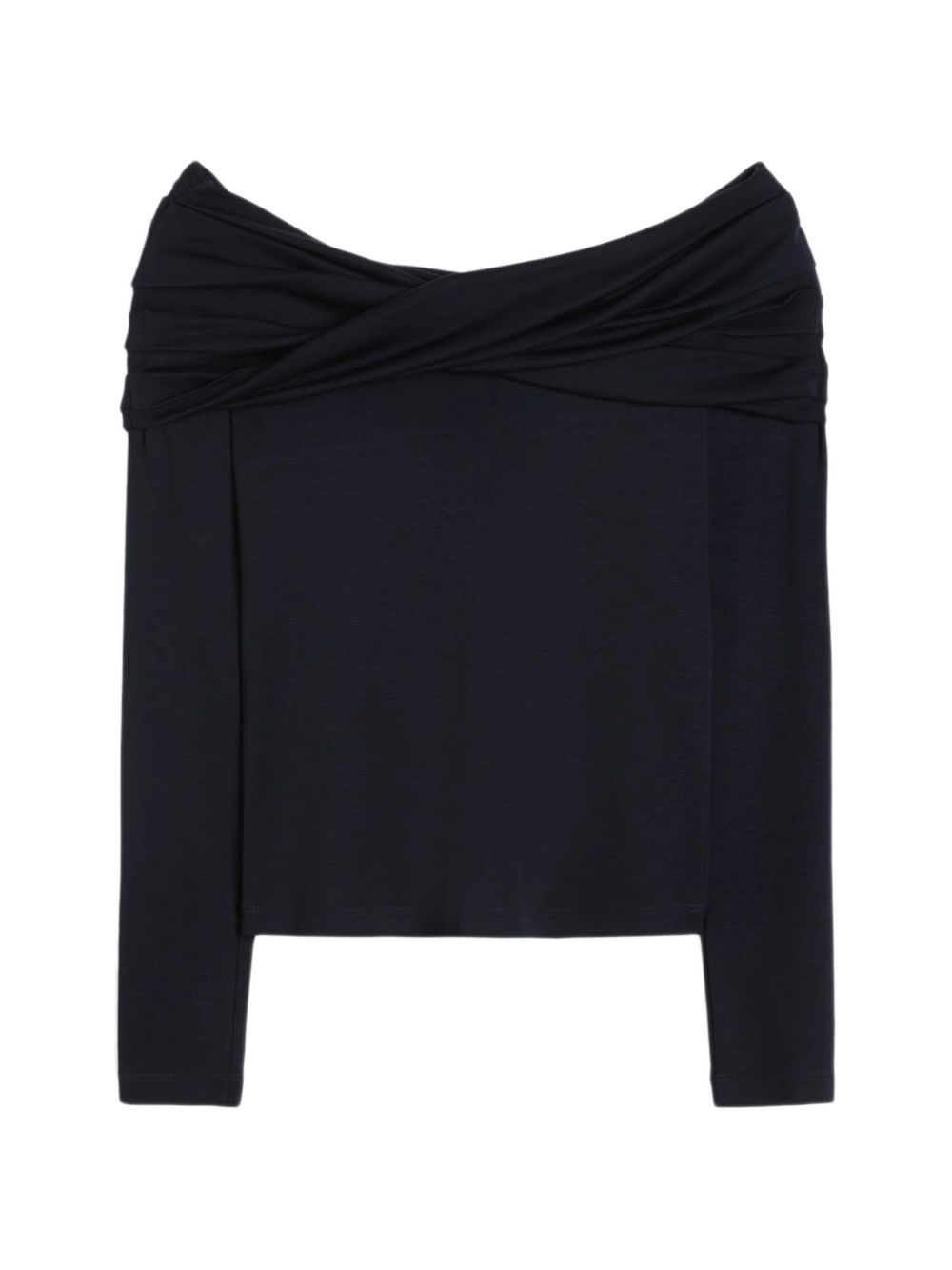 MAX MARA Maglia Mxporafo con scollo bardot in blu navy