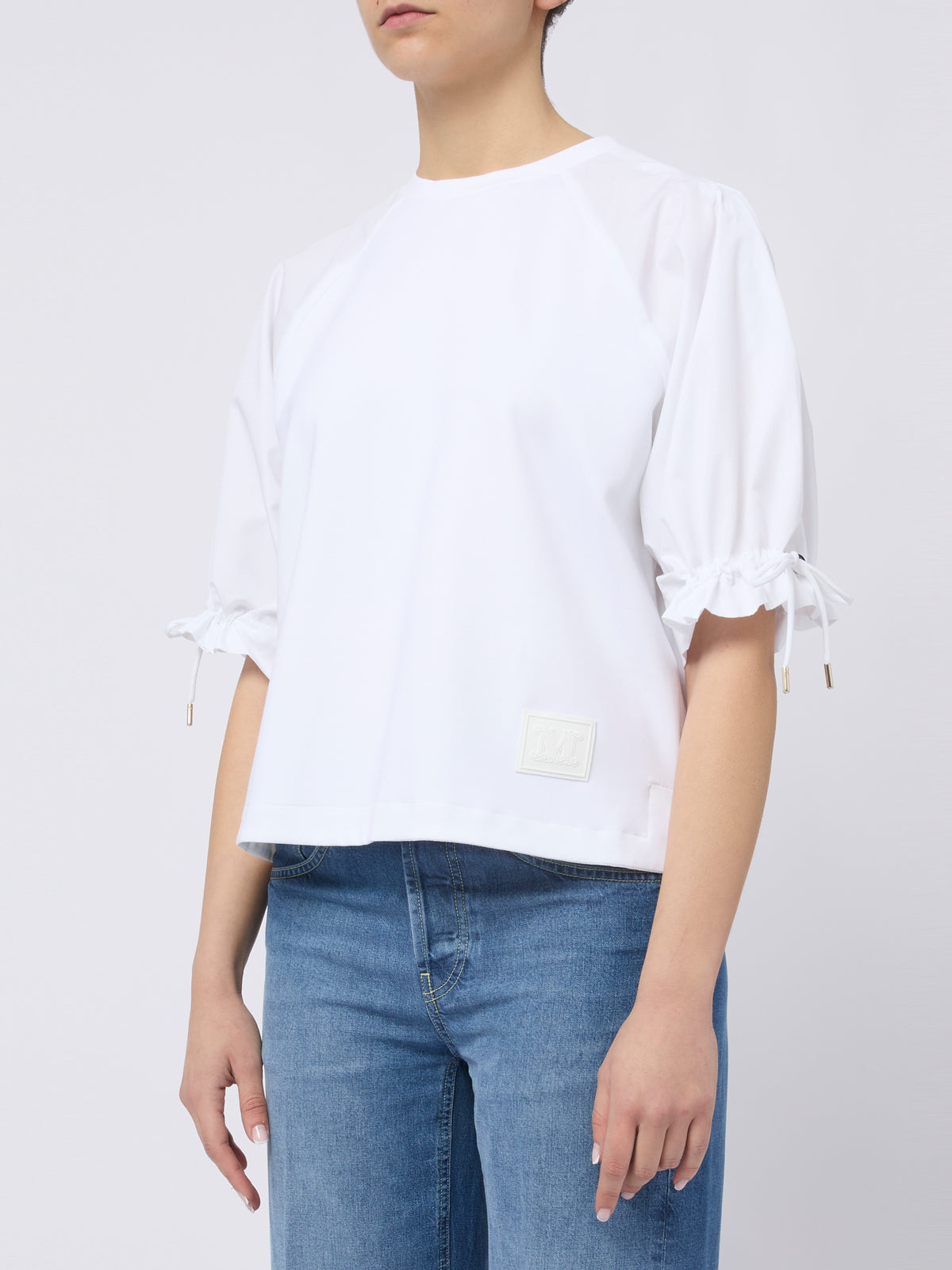 MAX MARA Top West elegante con coulisse alle maniche bianco