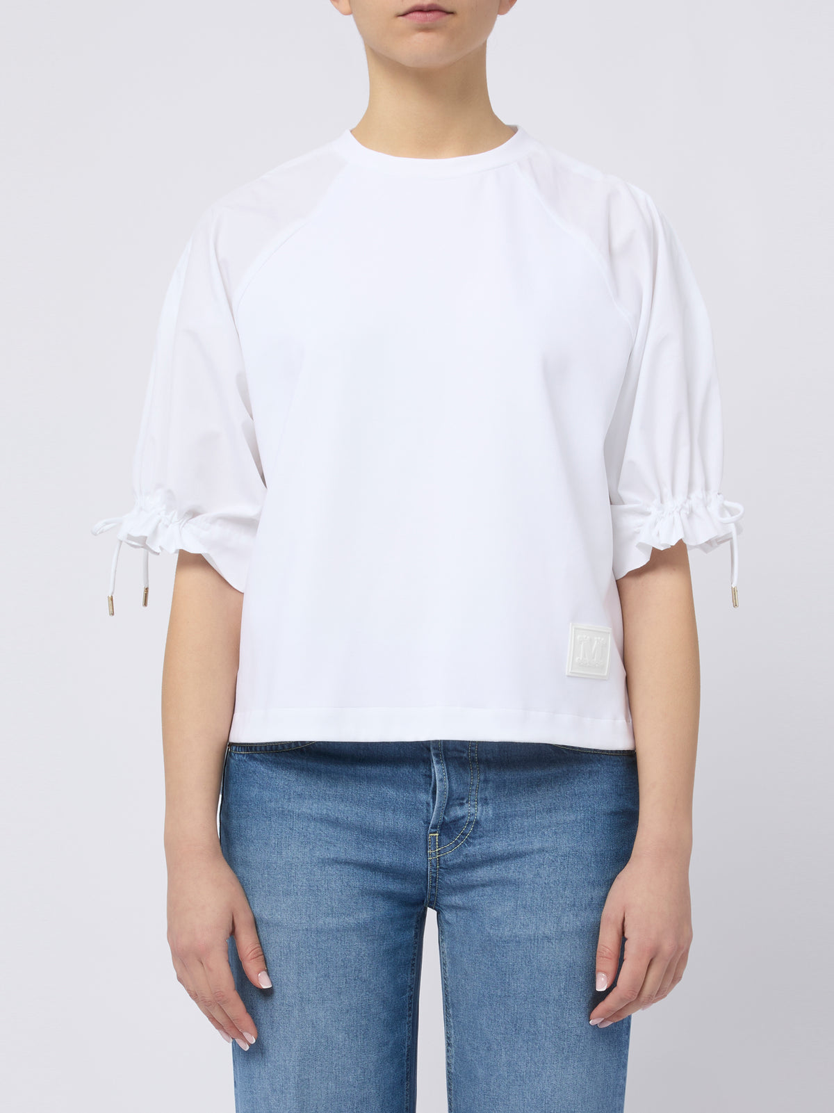 MAX MARA Top West elegante con coulisse alle maniche bianco