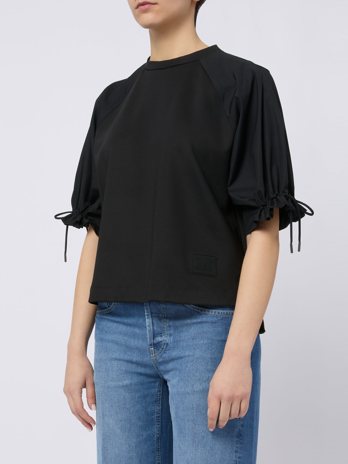 MAX MARA Top West elegante con coulisse alle maniche nero