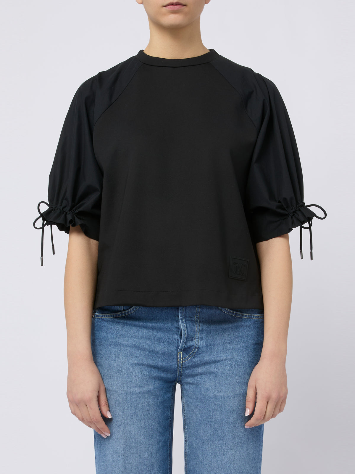MAX MARA Top West elegante con coulisse alle maniche nero