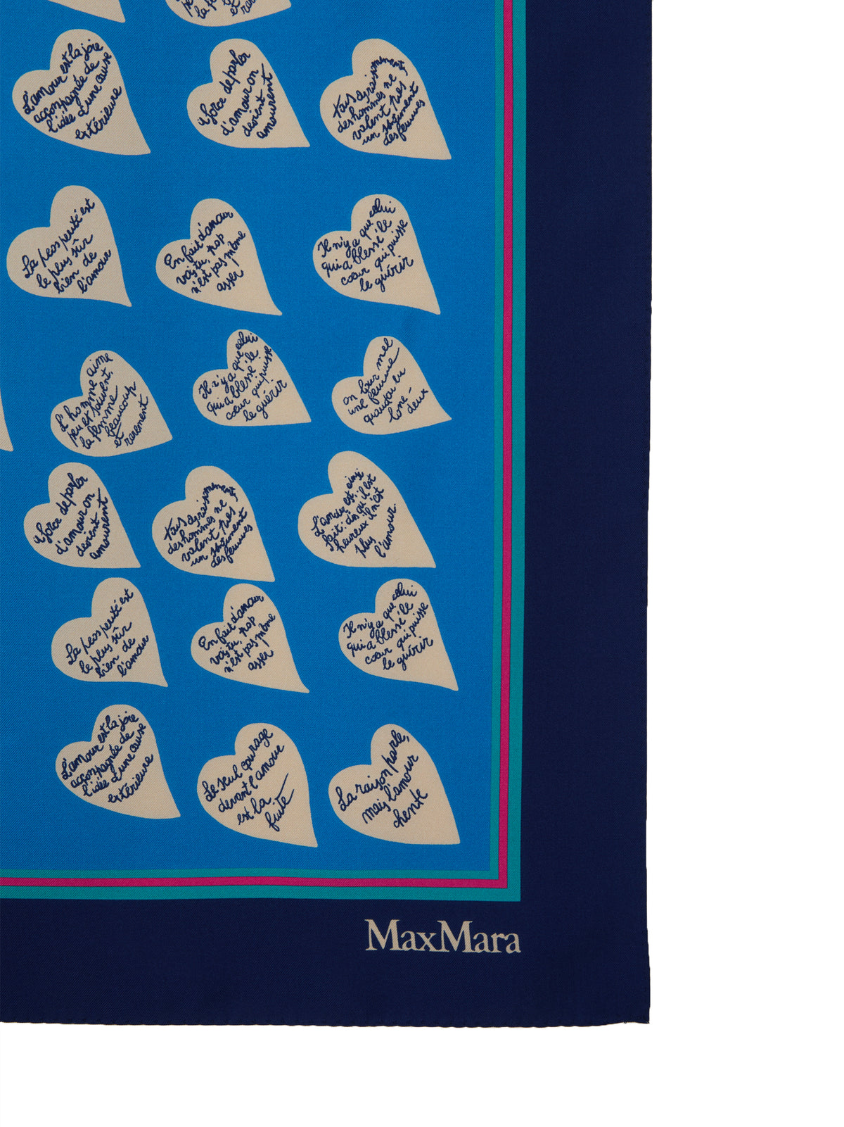 MAX MARA Sciarpa foulard Vallo con grafica a cuori blu