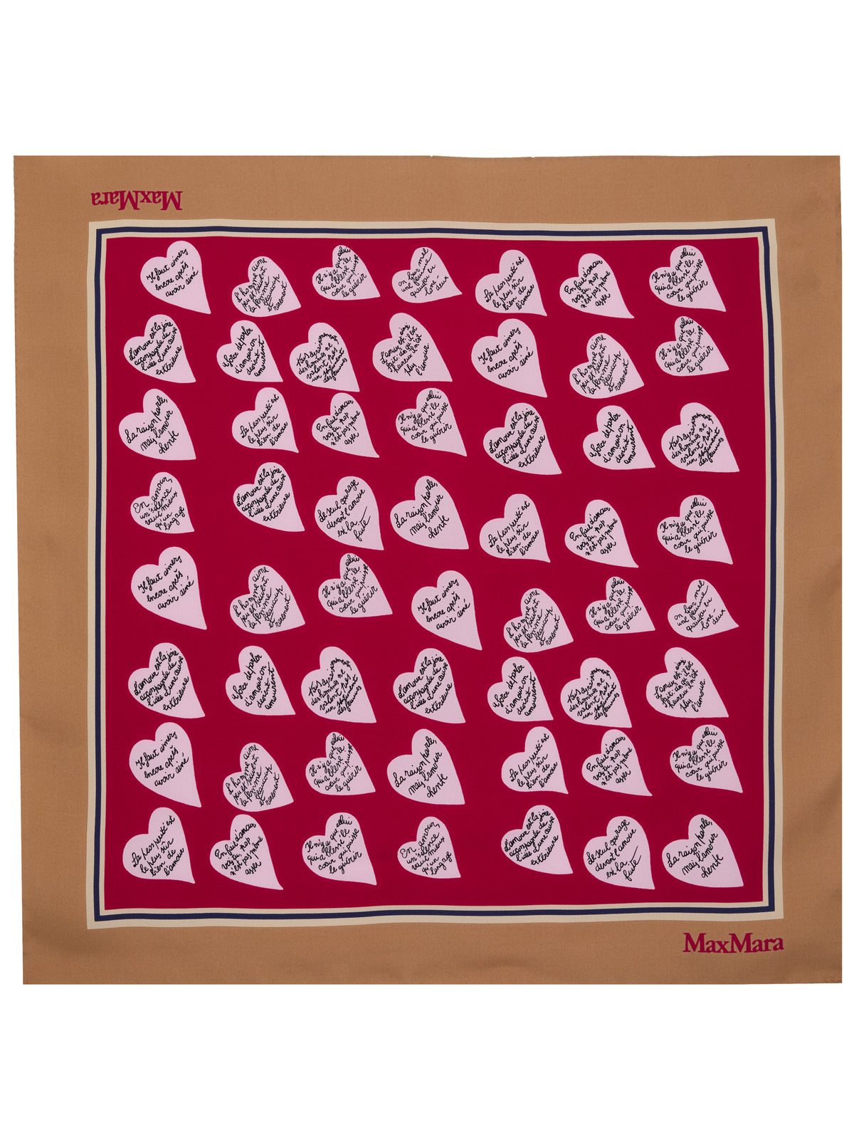 MAX MARA Sciarpa foulard Vallo con grafica a cuori rosso