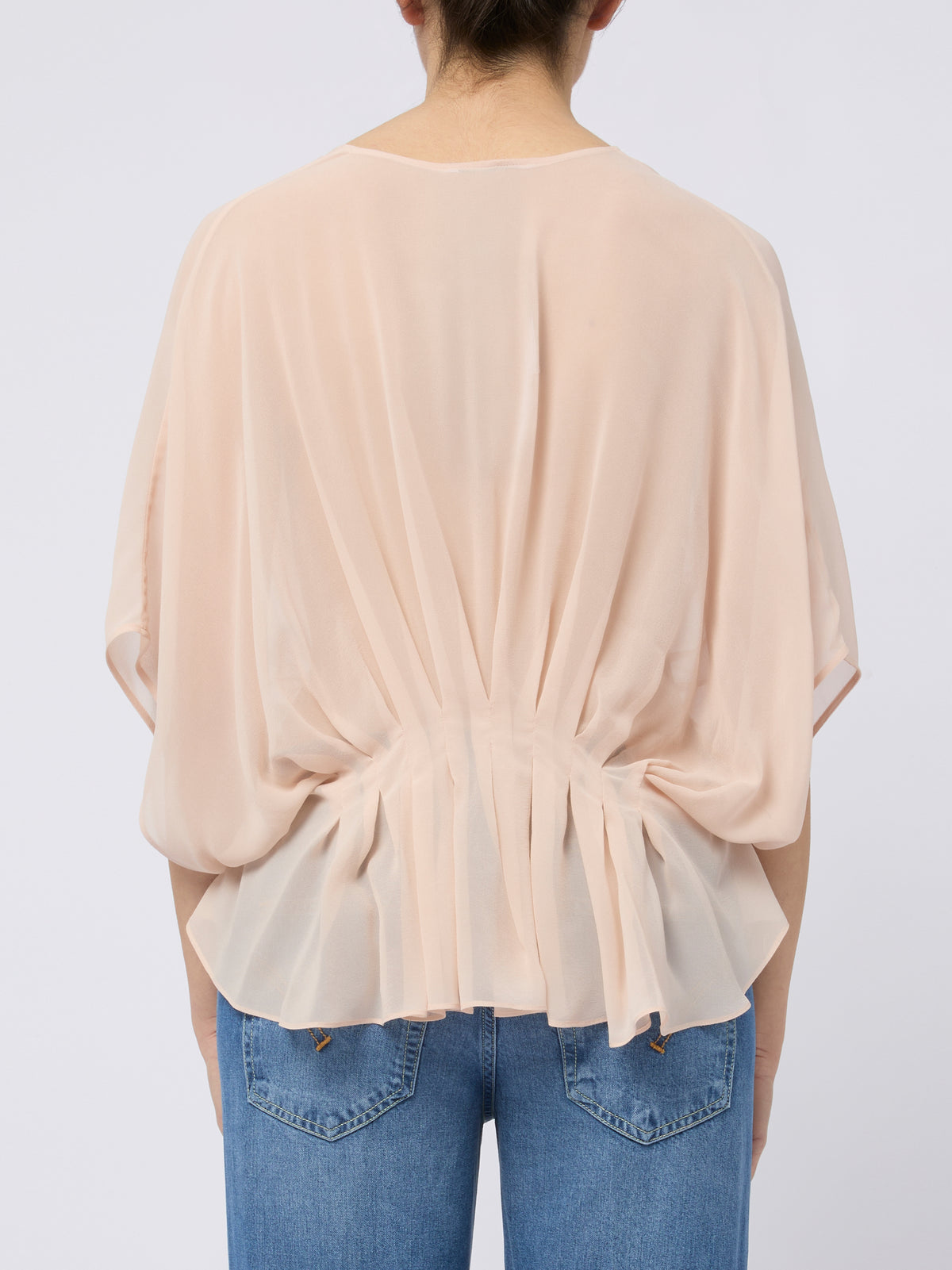 MAX MARA Top in seta morbido rosa con scollo a V