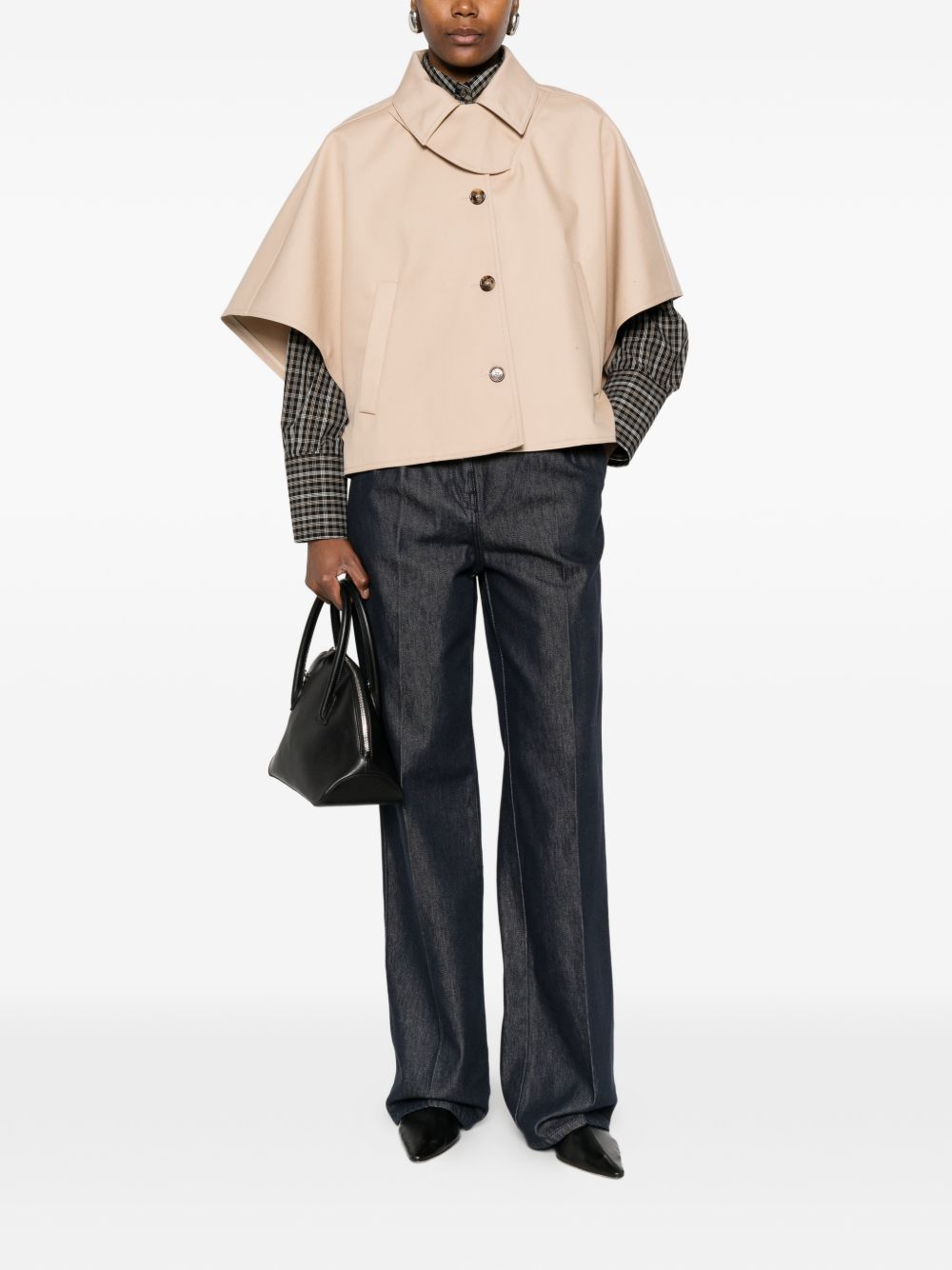 MAX MARA Cappa in cotone beige con bottoni