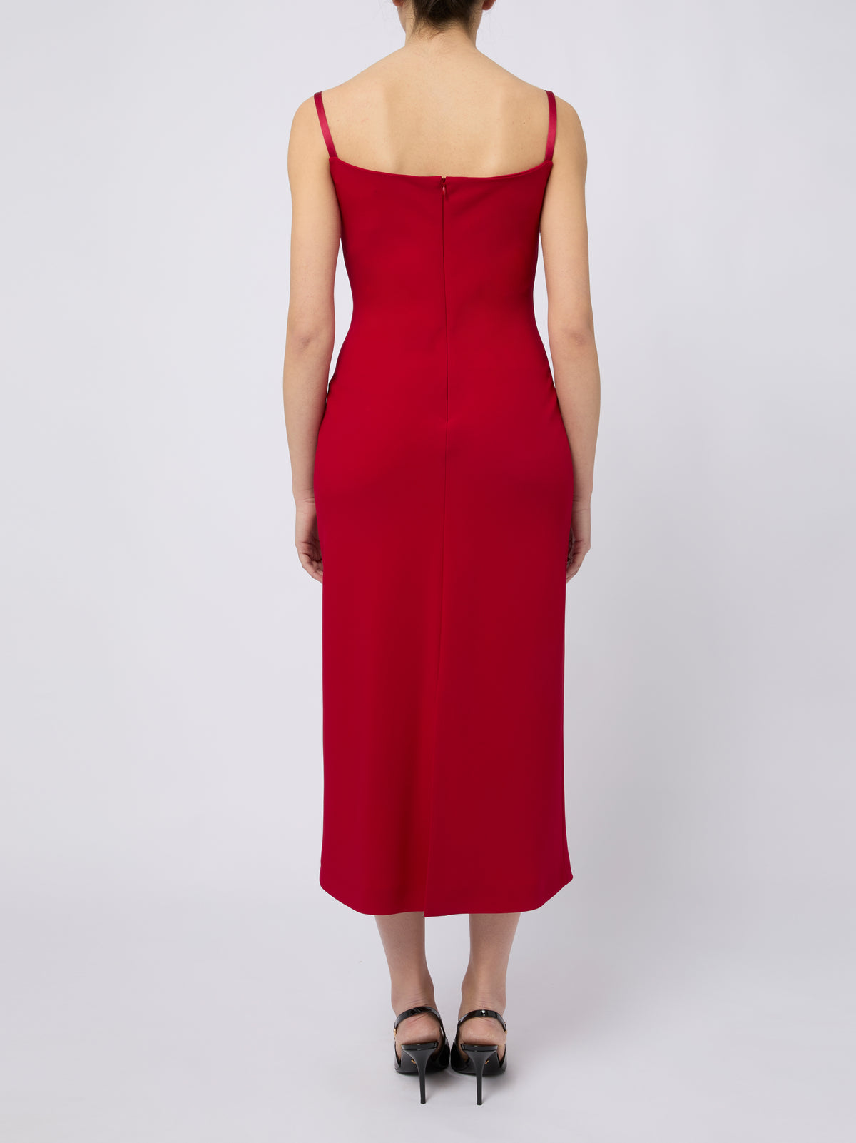MAX MARA PIANOFORTE Elegante abito midi Pantone rosso